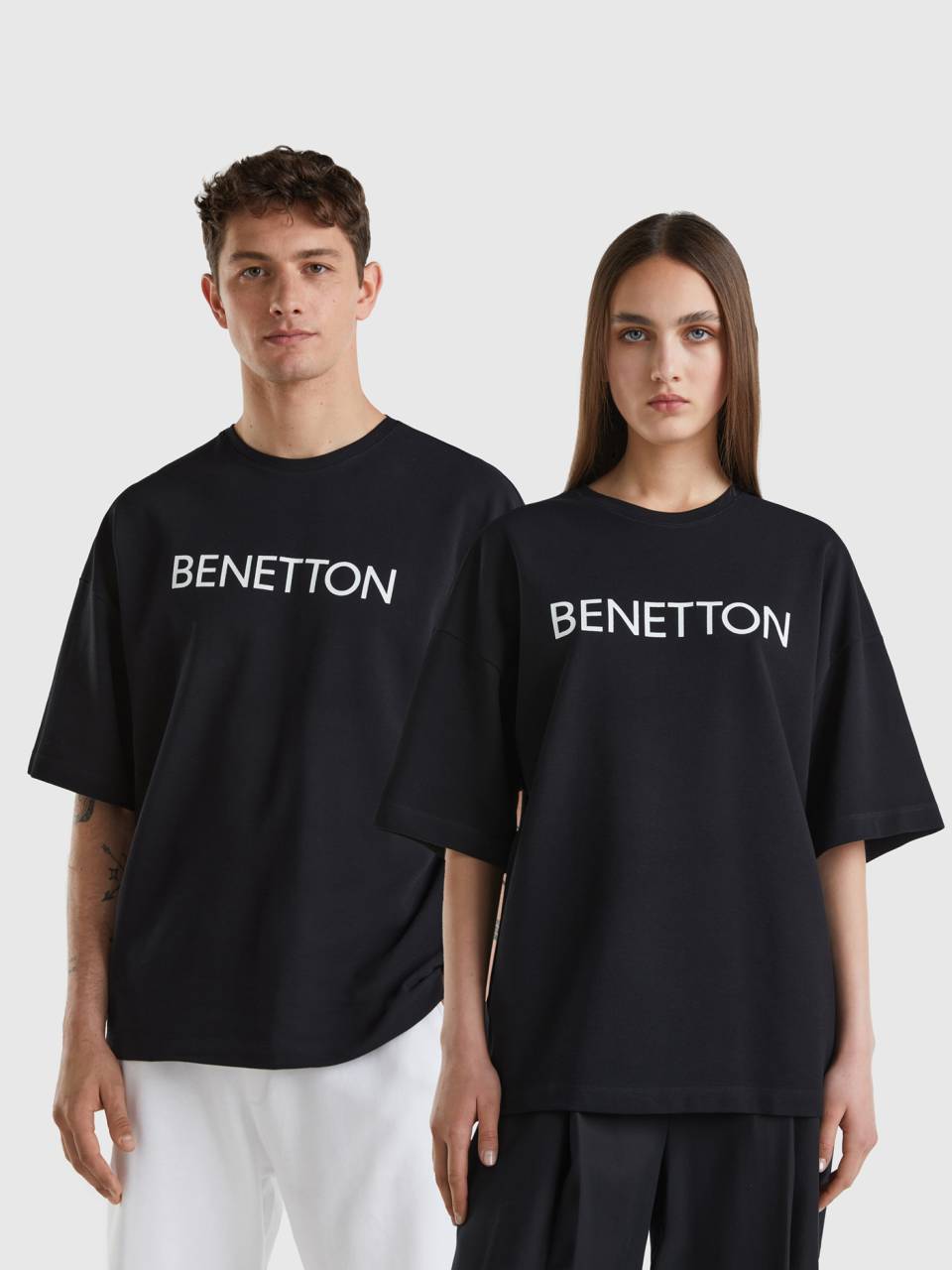 Benetton black t-shirt with logo print. 1