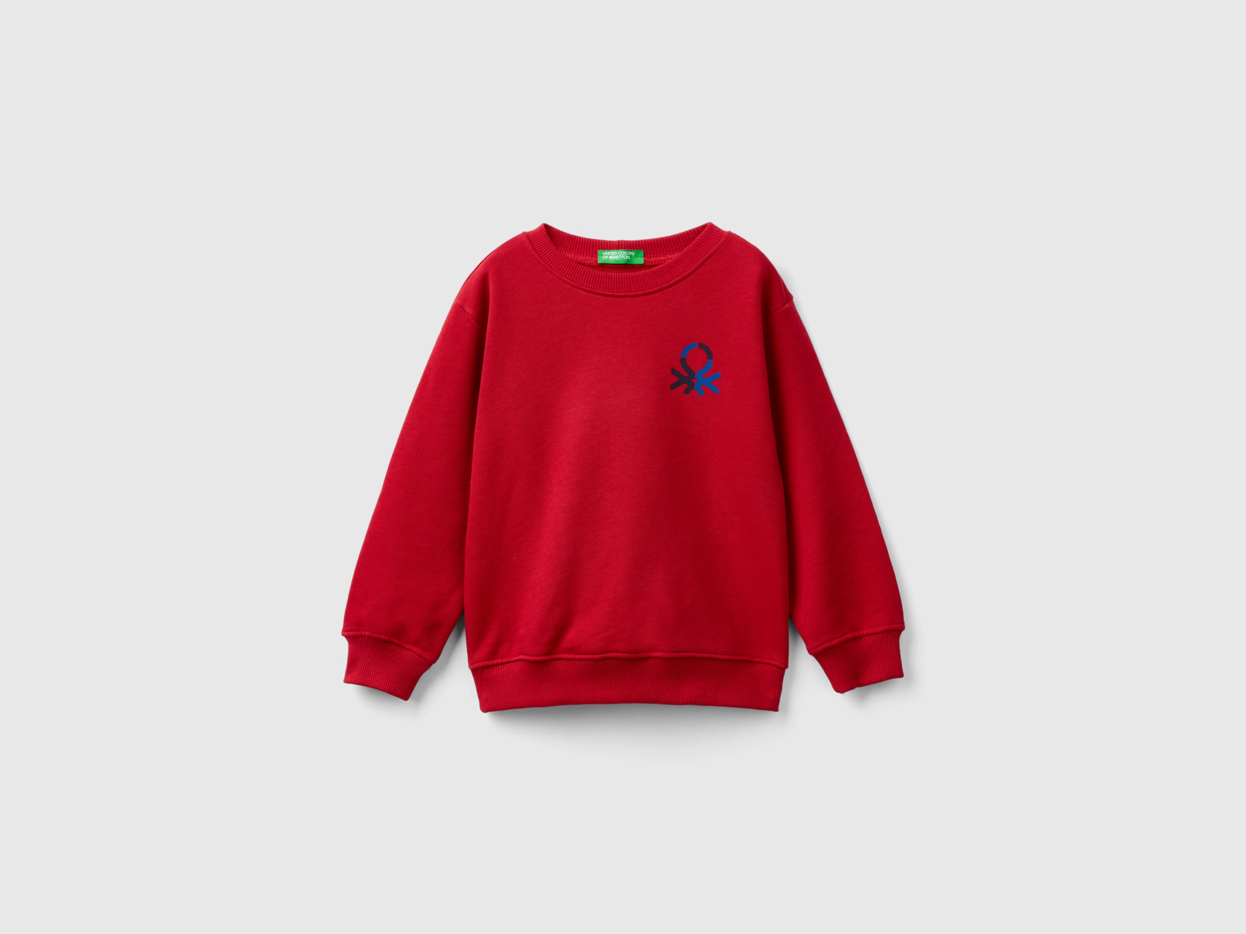 Benetton, Felpa 100% Cotone Biologico, Rosso, Bambini