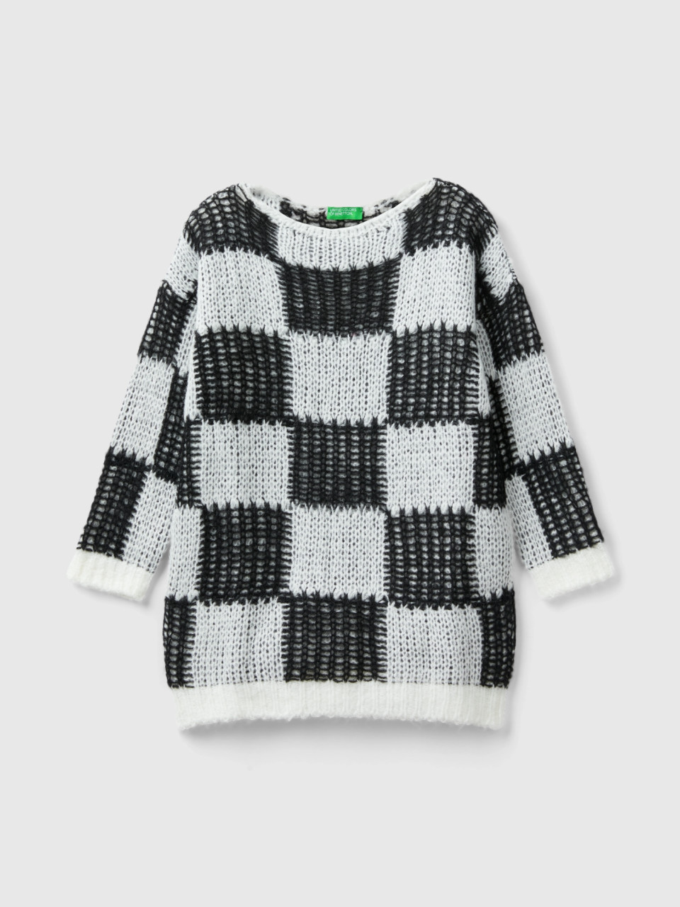 Benetton, Oversized Fit Check Sweater, Multi-color, Kids