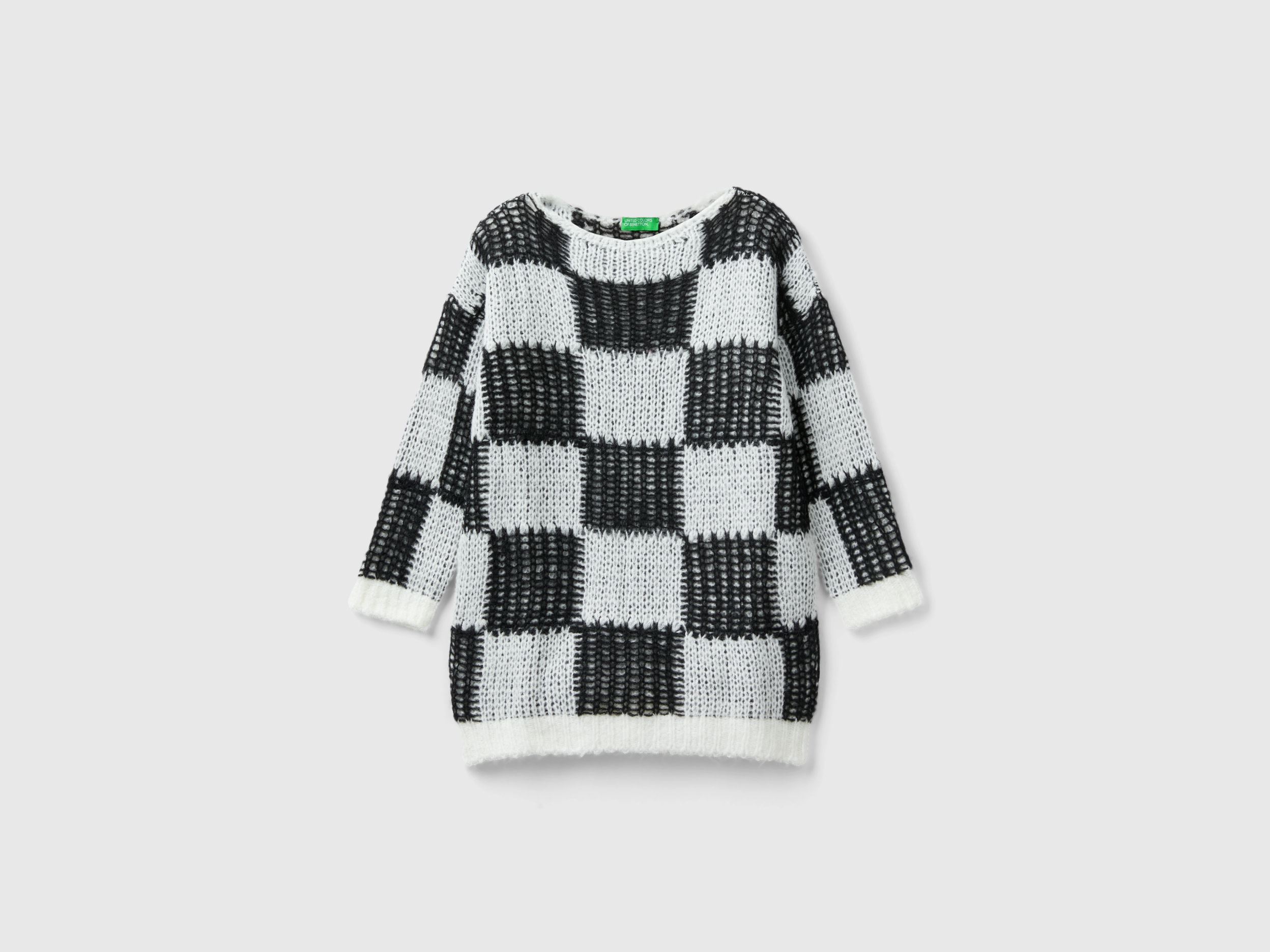 Benetton, Oversized Fit Check Sweater, size 3XL, Multi-color, Kids