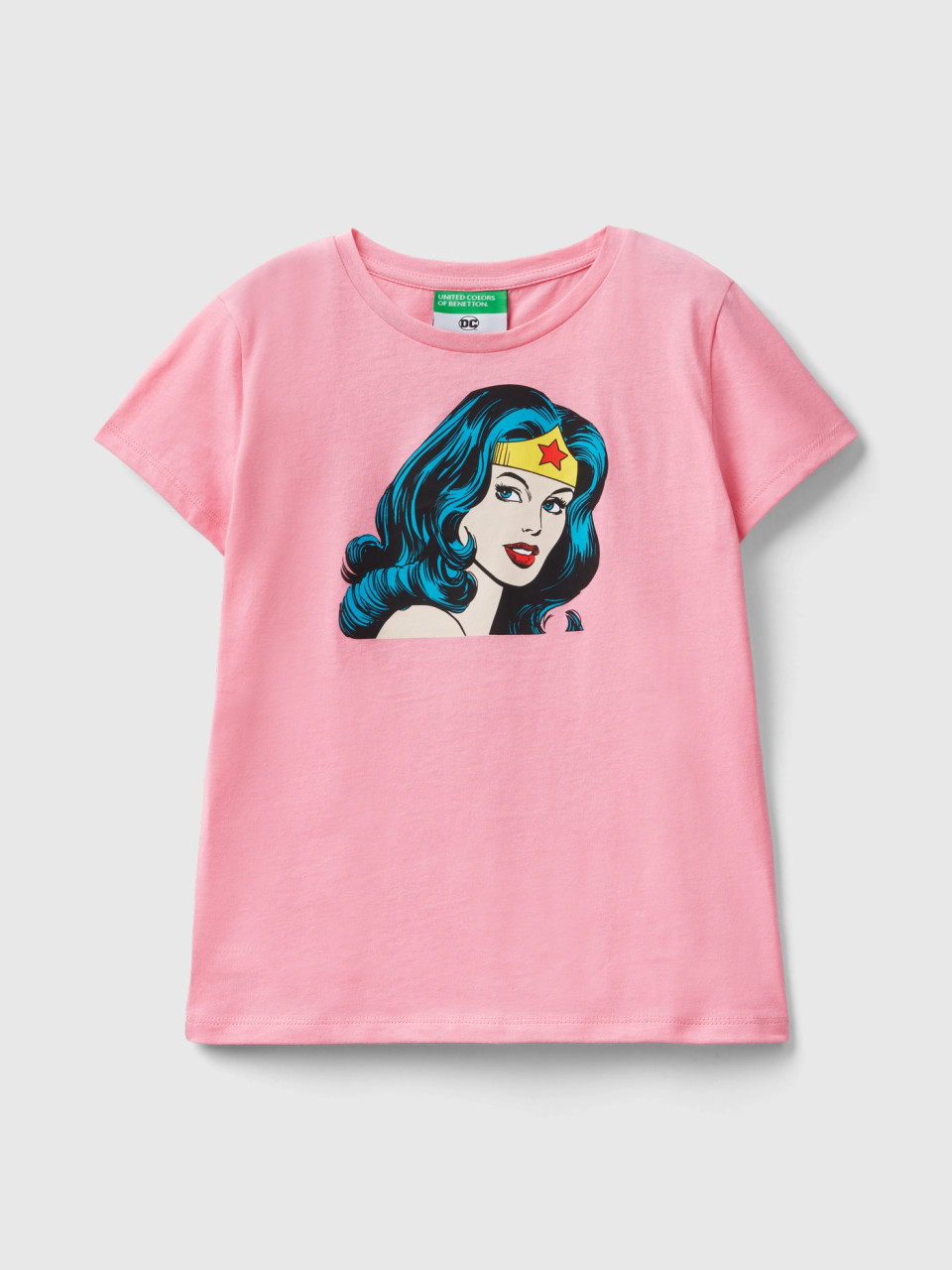 Benetton, T-shirt ©&™ Dc Comics Wonder Woman, Rose, Enfants