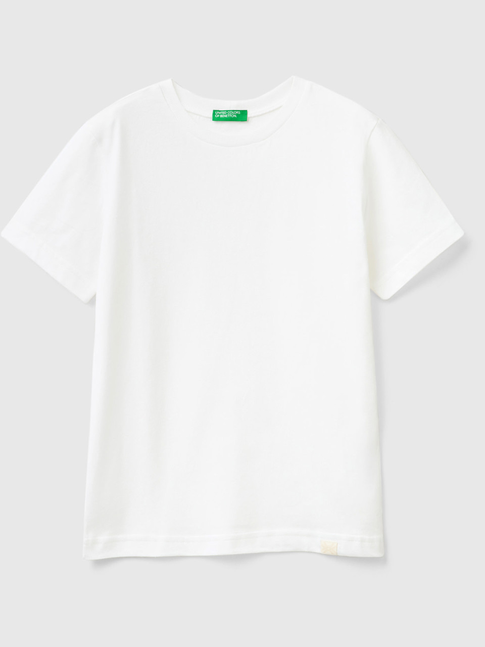Benetton, T-shirt Aus Bio-baumwolle, Weiss, male