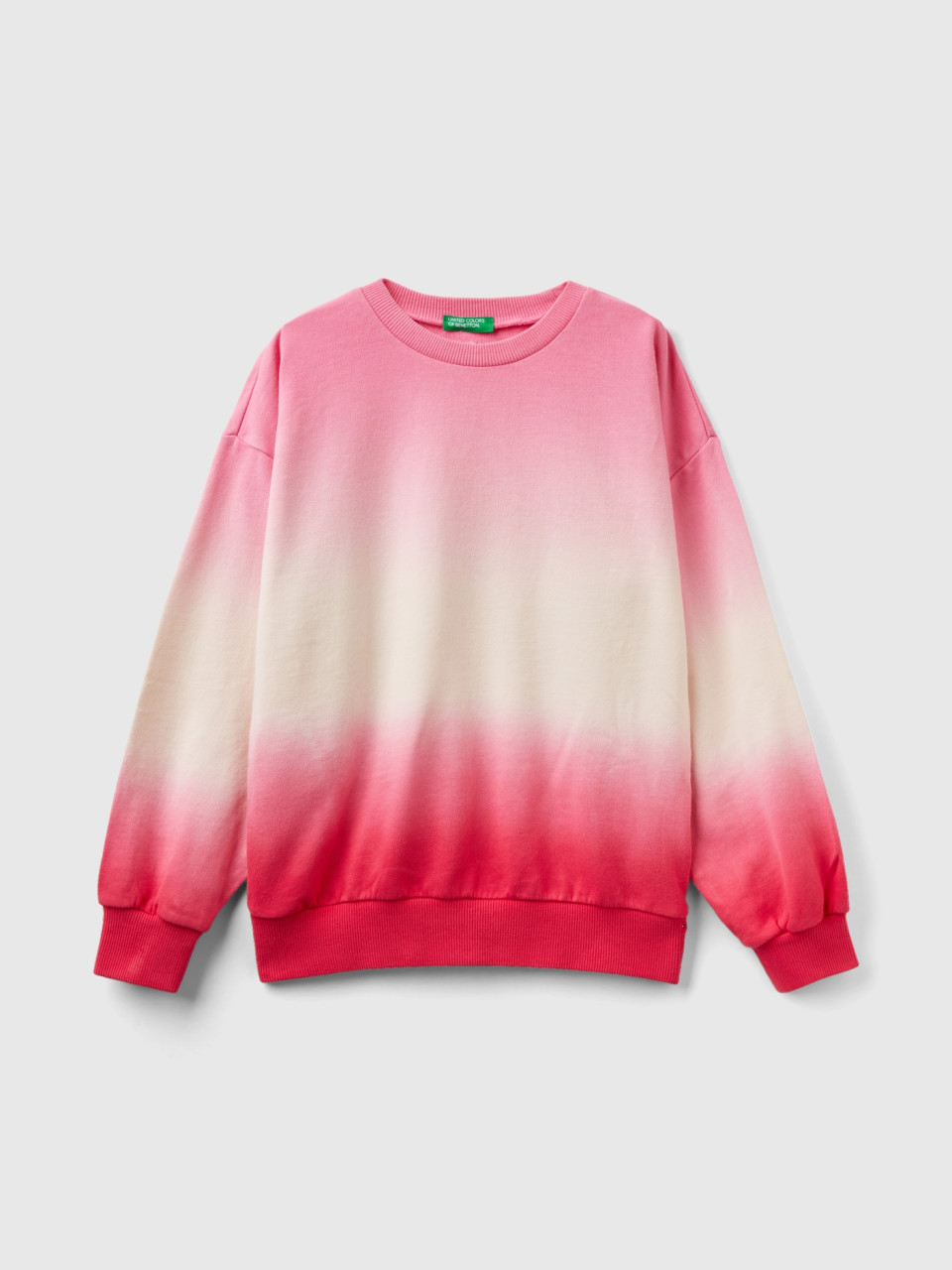 Benetton, 100% Cotton Crew Neck Sweater, Pink, Kids