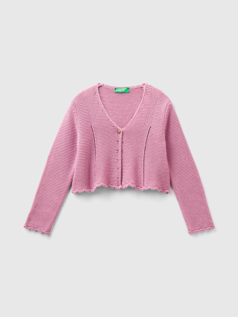 Benetton, Cardigan In Linen And Viscose Blend, Lilac, Kids