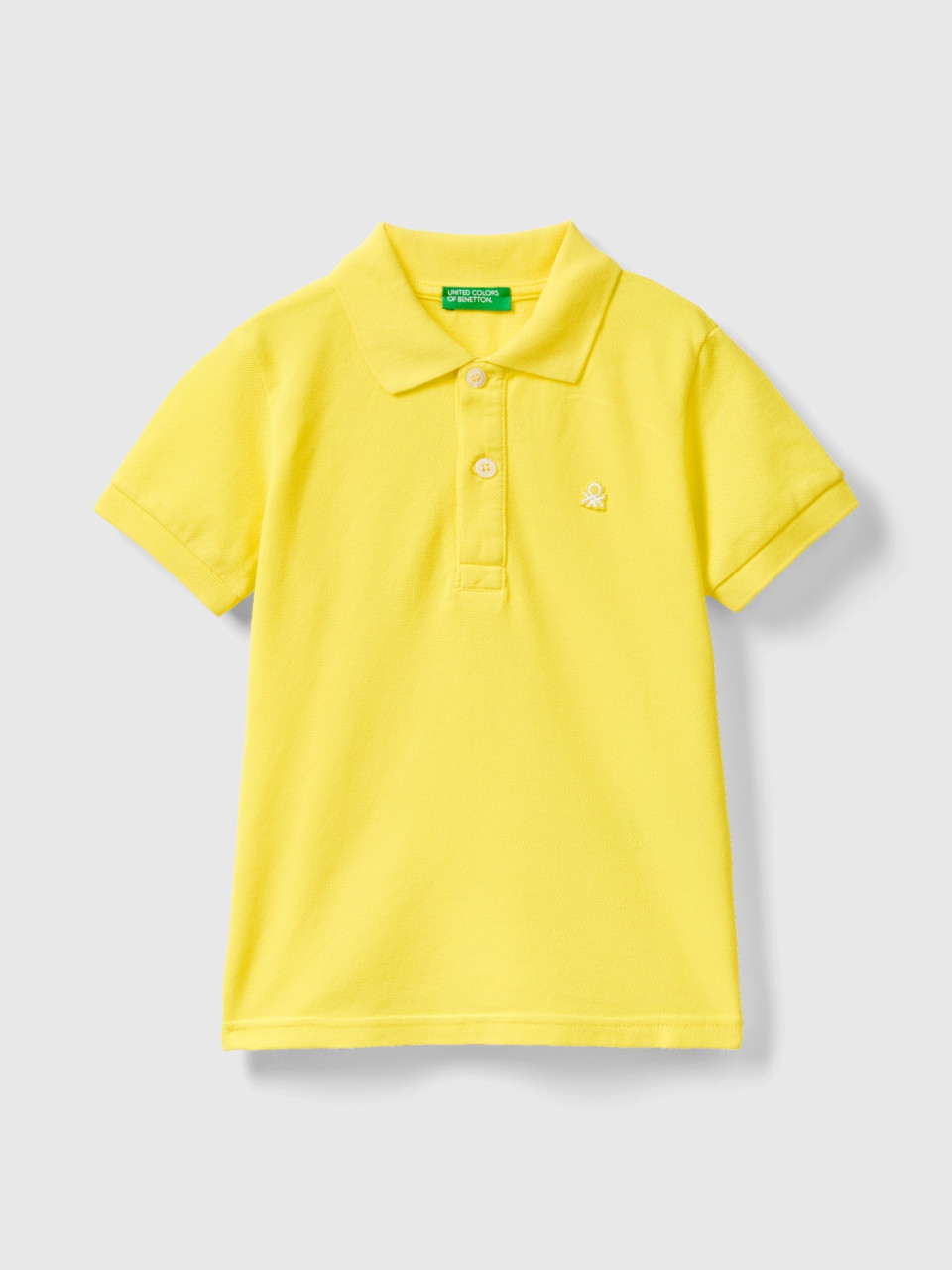 Benetton, Short Sleeve Polo In Organic Cotton, Yellow, Kids