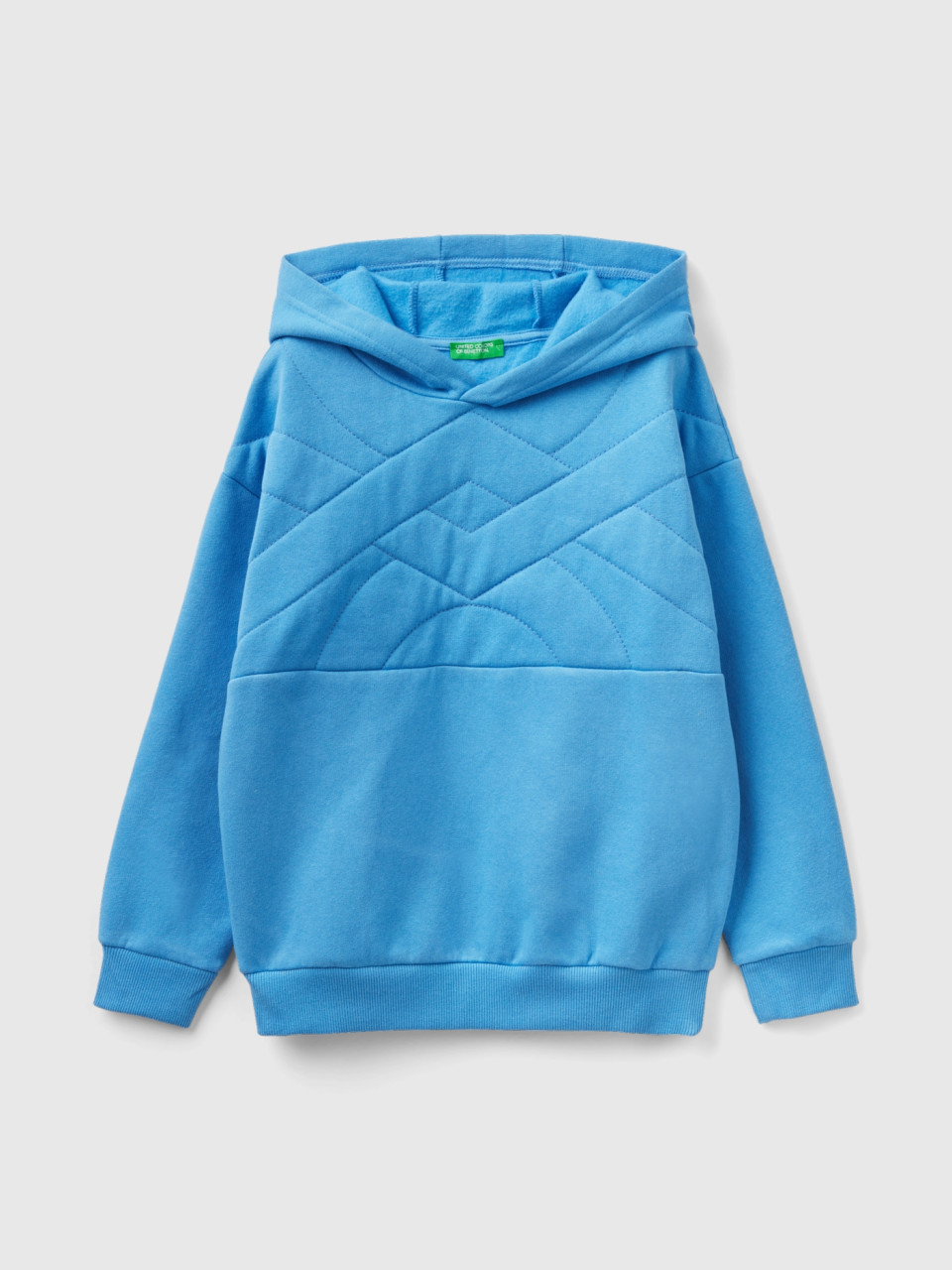 Benetton, Sweatshirt With Logo In Recycled Fabric, Light Blue, Kids