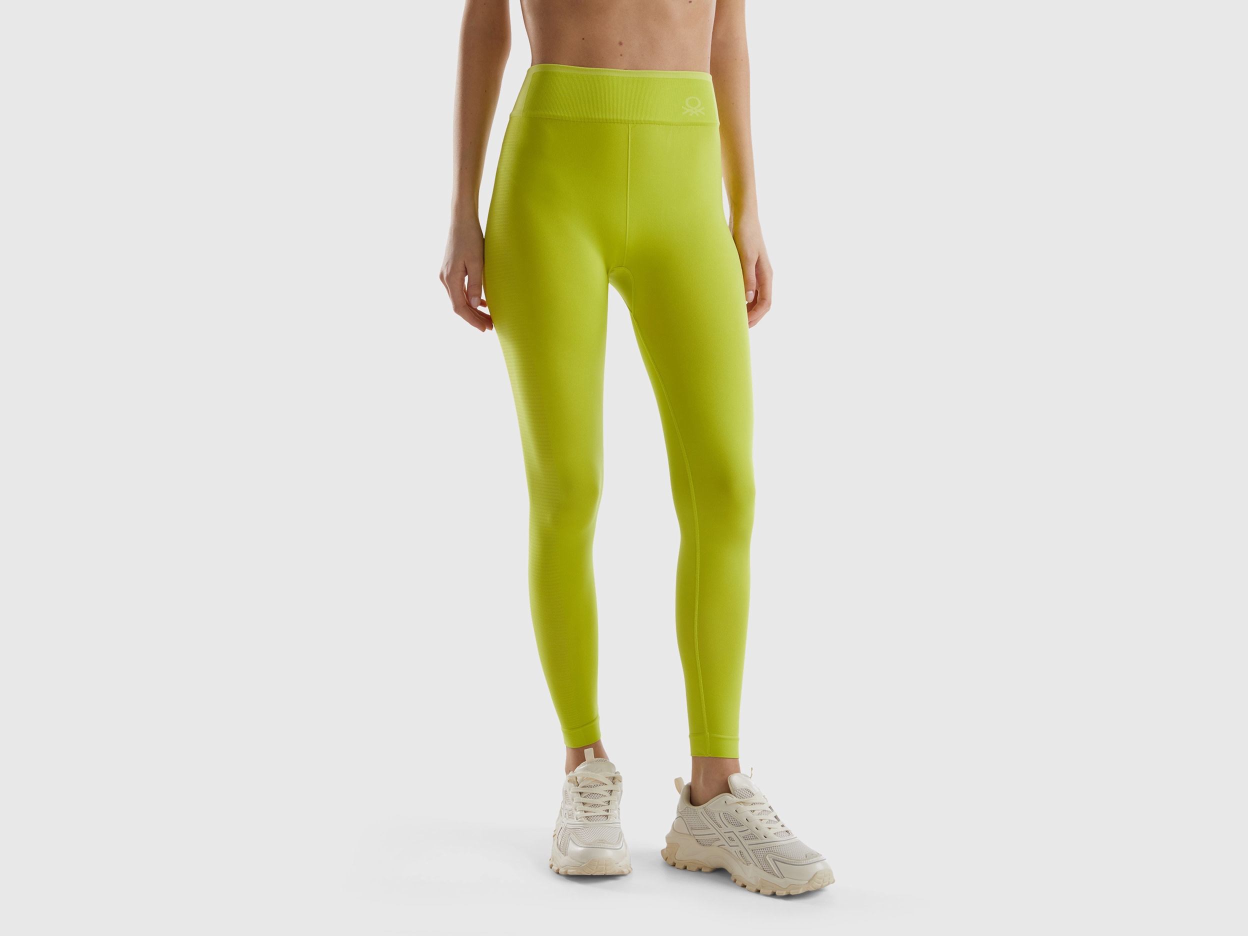 Image of Benetton, Long Seamless Sports Leggings, size L, Lime, Women