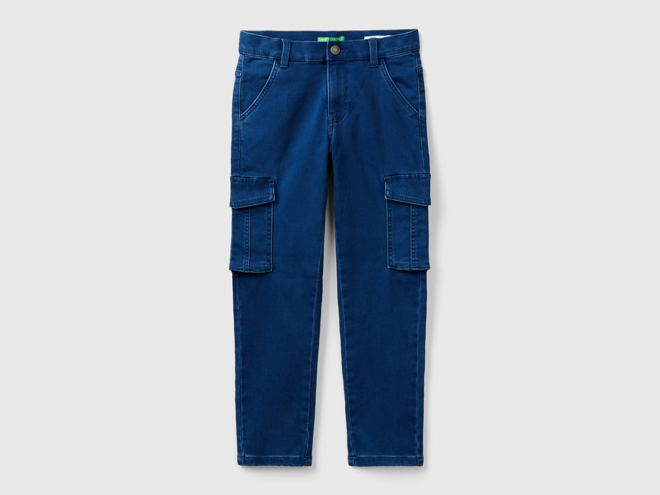 Benetton, Jeans Slim Fit Con Tasconi, Blu, Bambini