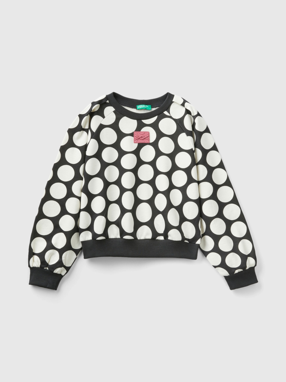 Benetton, 100% Cotton Sweatshirt With Polka Dots, Multi-color, Kids