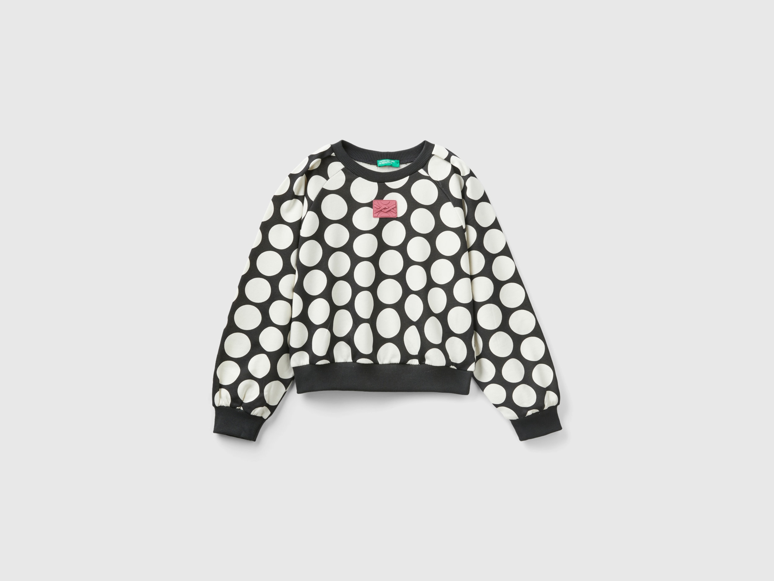 Benetton, 100% Cotton Sweatshirt With Polka Dots, size S, Multi-color, Kids