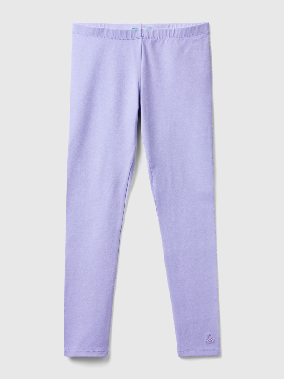 Benetton, Leggings In Stretch Cotton With Logo, Lilac, Kids