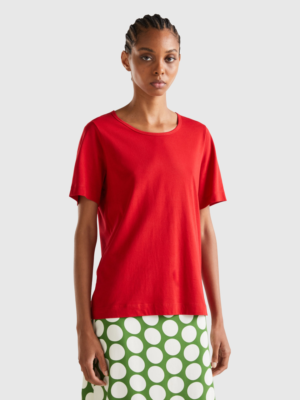 Benetton, Red Short Sleeve T-shirt, Red, Women