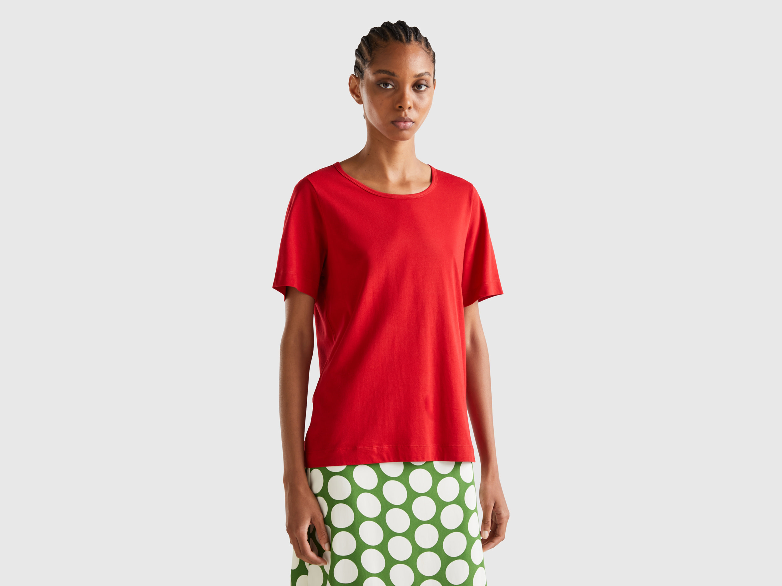 Benetton, Red Short Sleeve T-shirt, size S, Red, Women