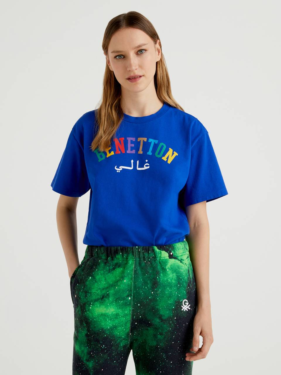 Benetton Cornflower blue t-shirt with print by Ghali. 1