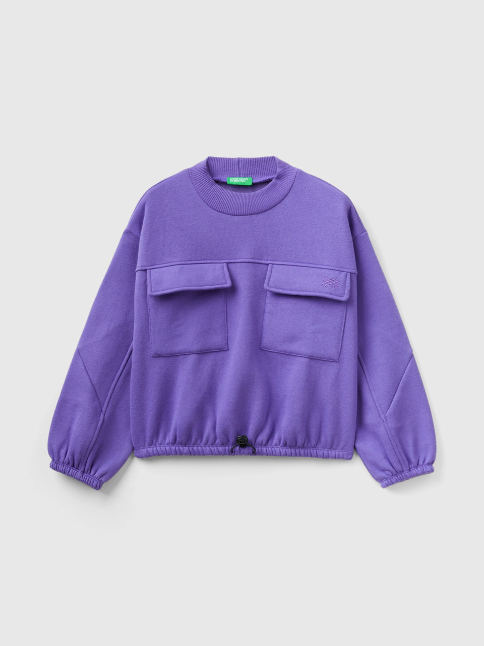 Benetton, Boxy Fit Sweatshirt With Pockets, Violet, Kids