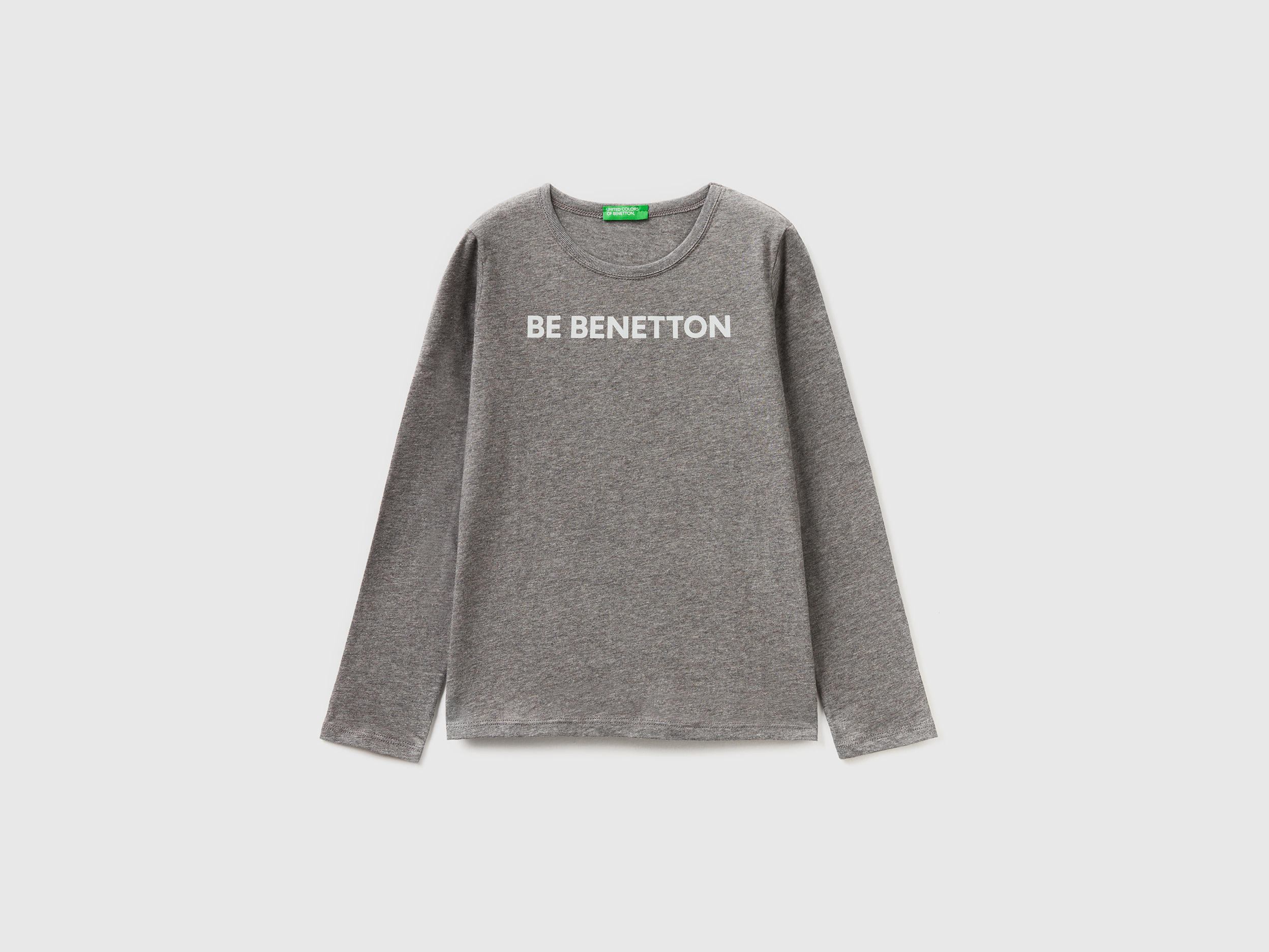 Benetton, Long Sleeve 100% Cotton T-shirt, size M, Dark Gray, Kids