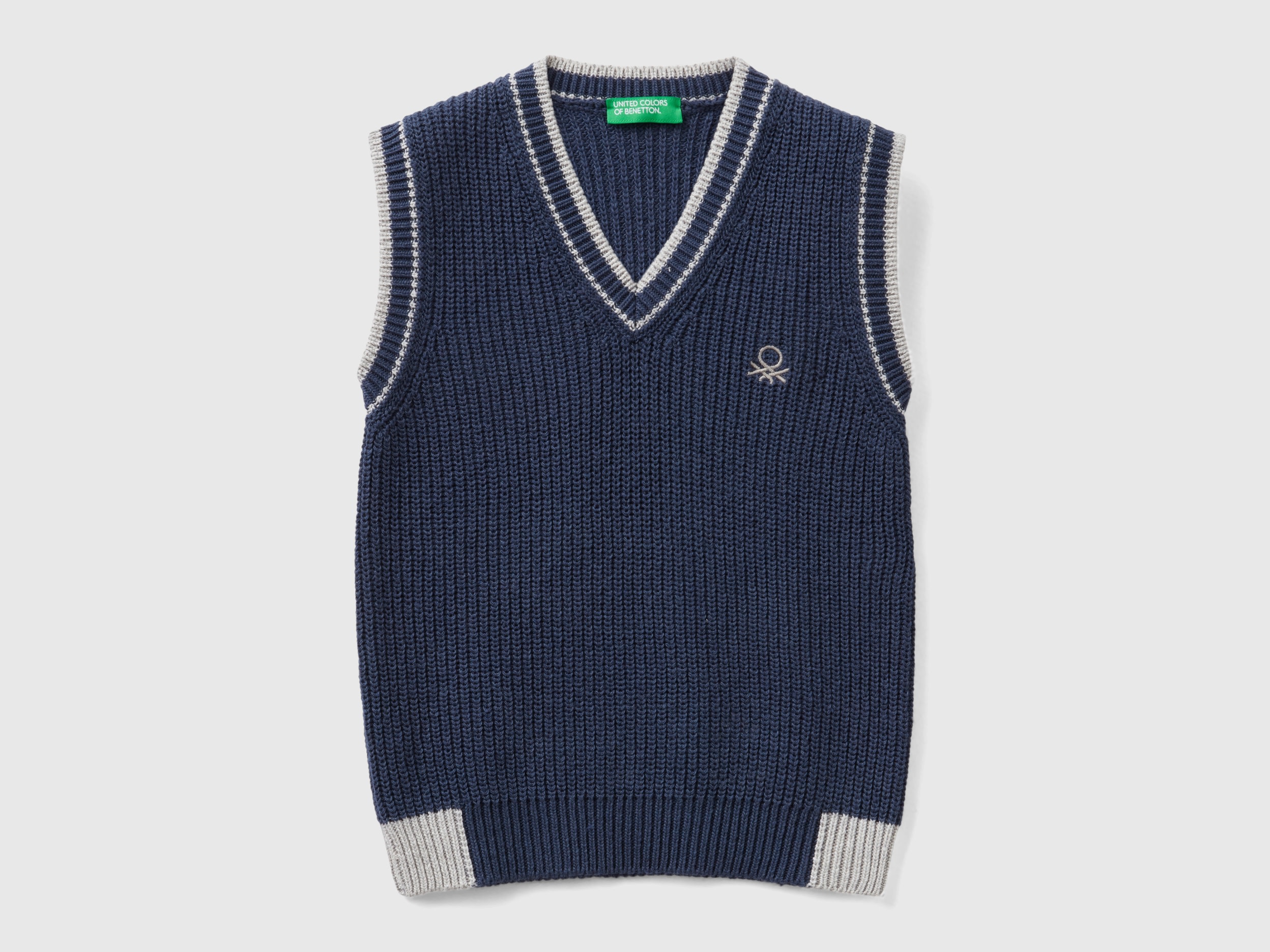 Image of Benetton, Vest In Recycled Cotton Blend, size 98, Dark Blue, Kids