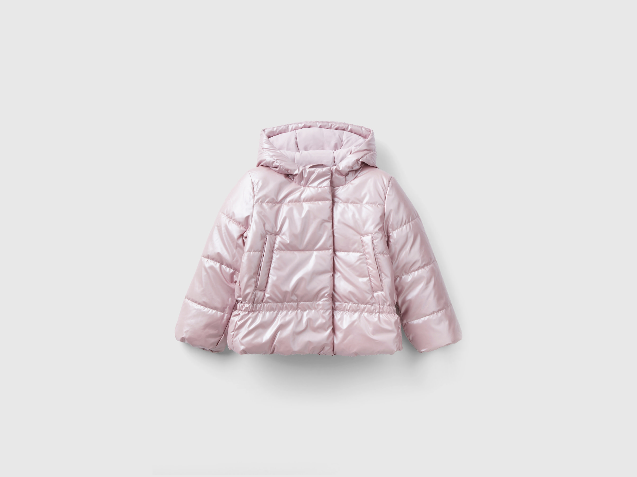 Benetton, Padded Jacket In Glossy Nylon, size 5-6, Pink, Kids