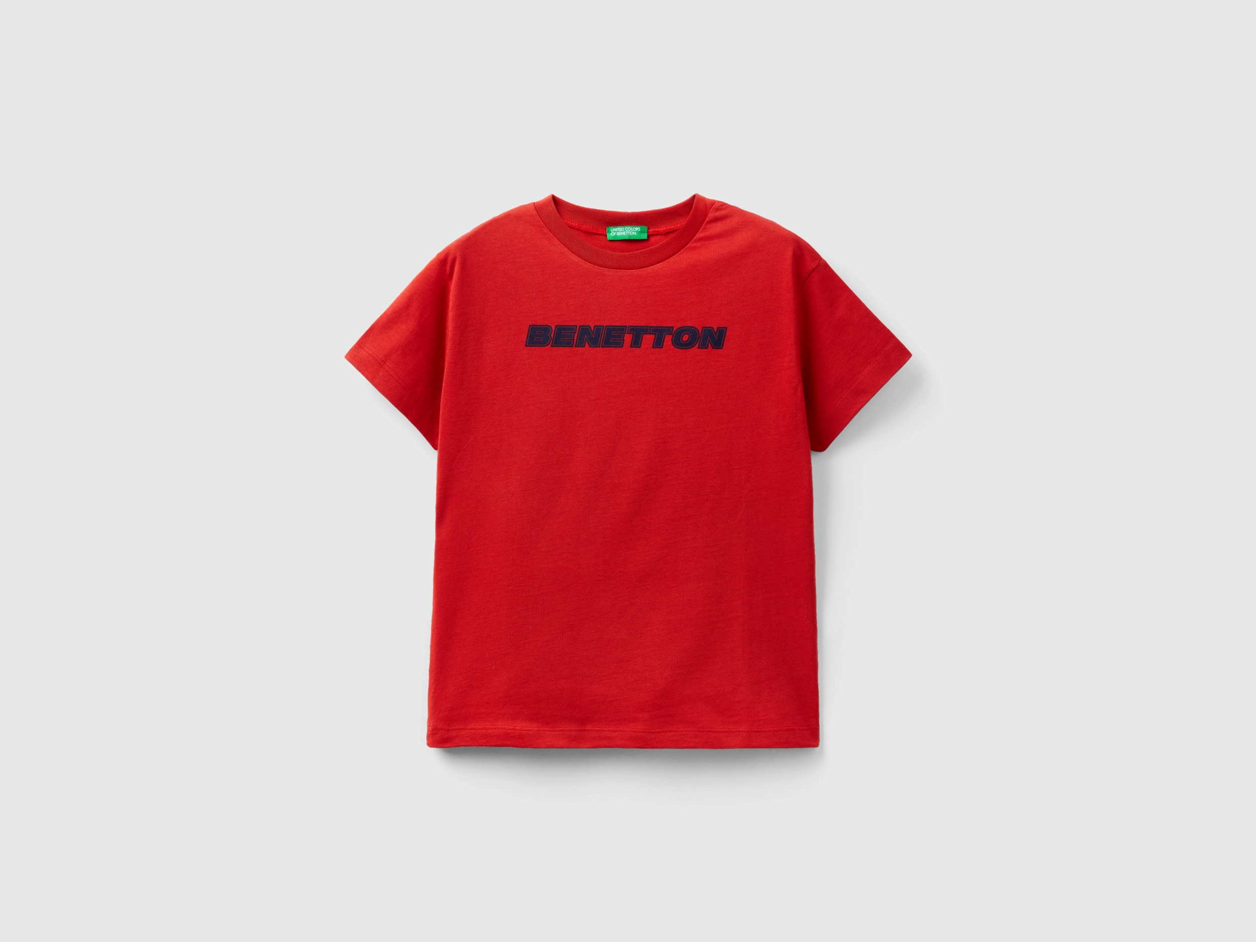 Benetton, 100% Cotton T-shirt With Logo, size 2XL, Brick Red, Kids
