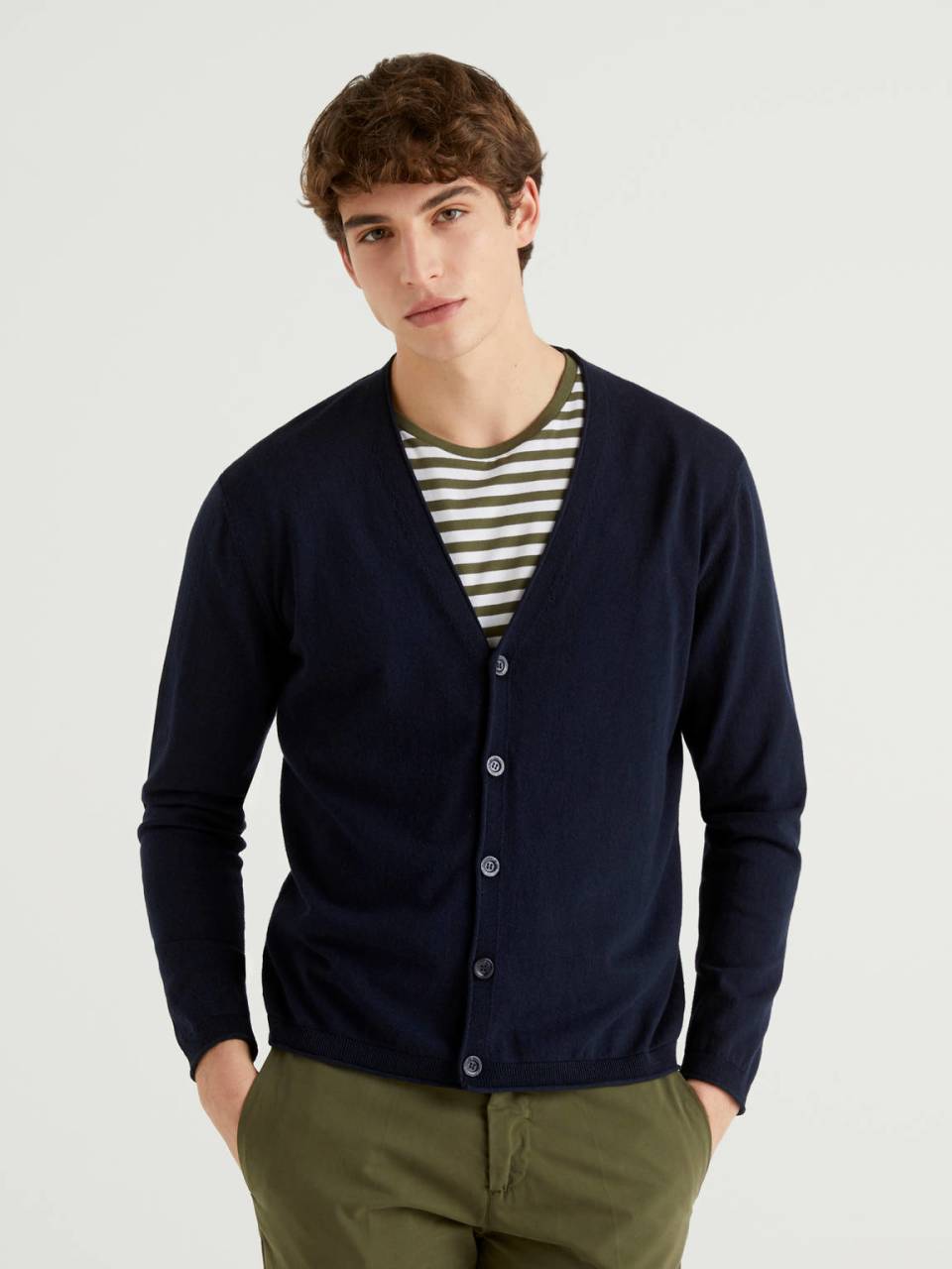 Benetton Cotton cardigan with V-neck. 1