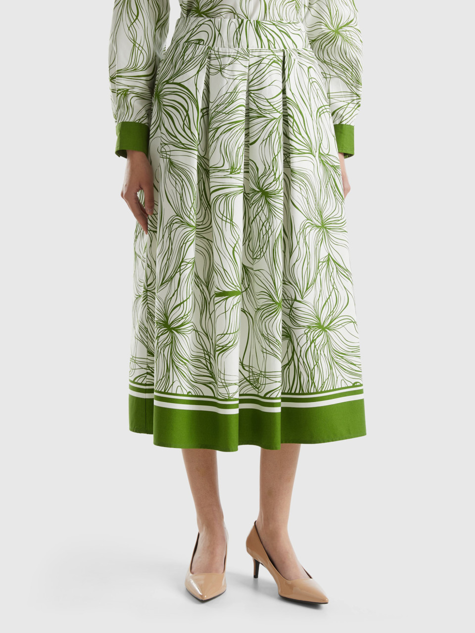 Benetton, Midi Skirt In Sustainable Viscose Blend, , Women