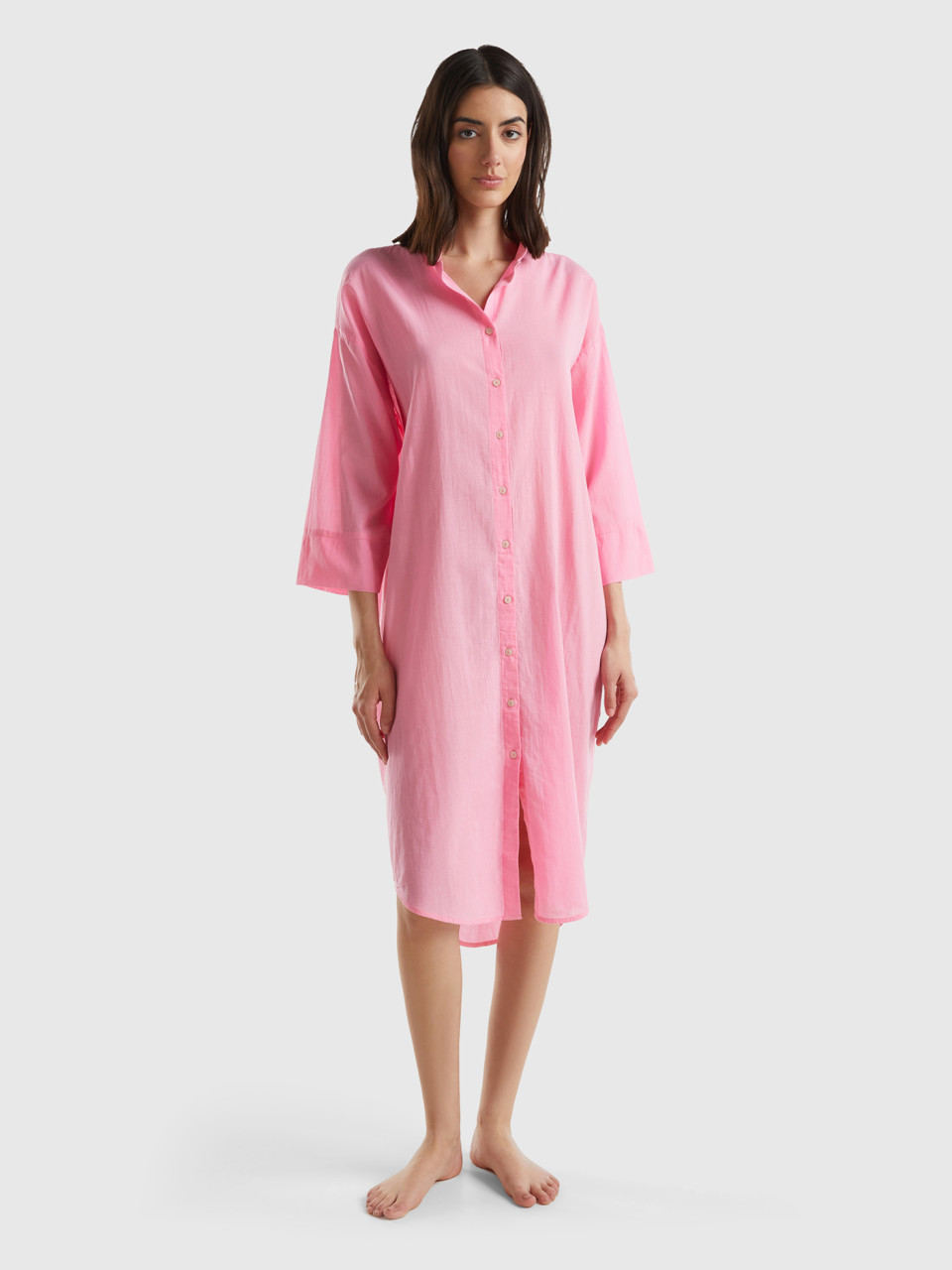 Benetton, Shirt-style Dress, Pink, Women