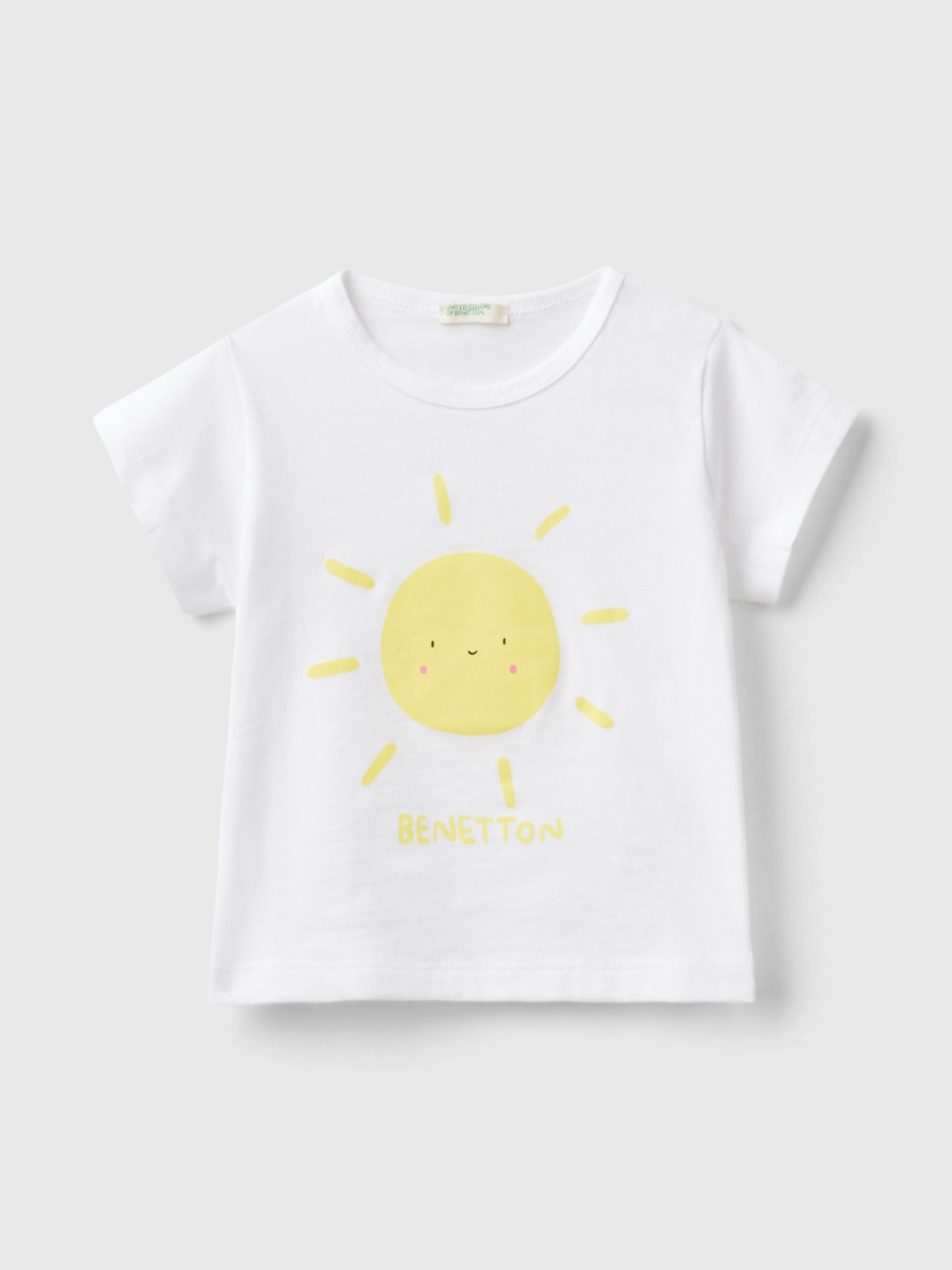 Benetton, Organic Cotton T-shirt With Print, White, Kids