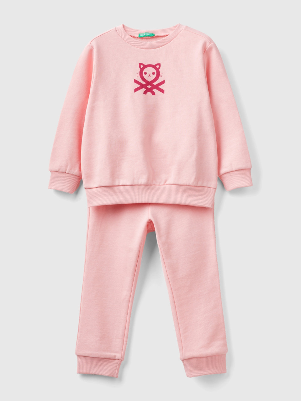Benetton, Sweat Tracksuit With Logo, Pink, Kids