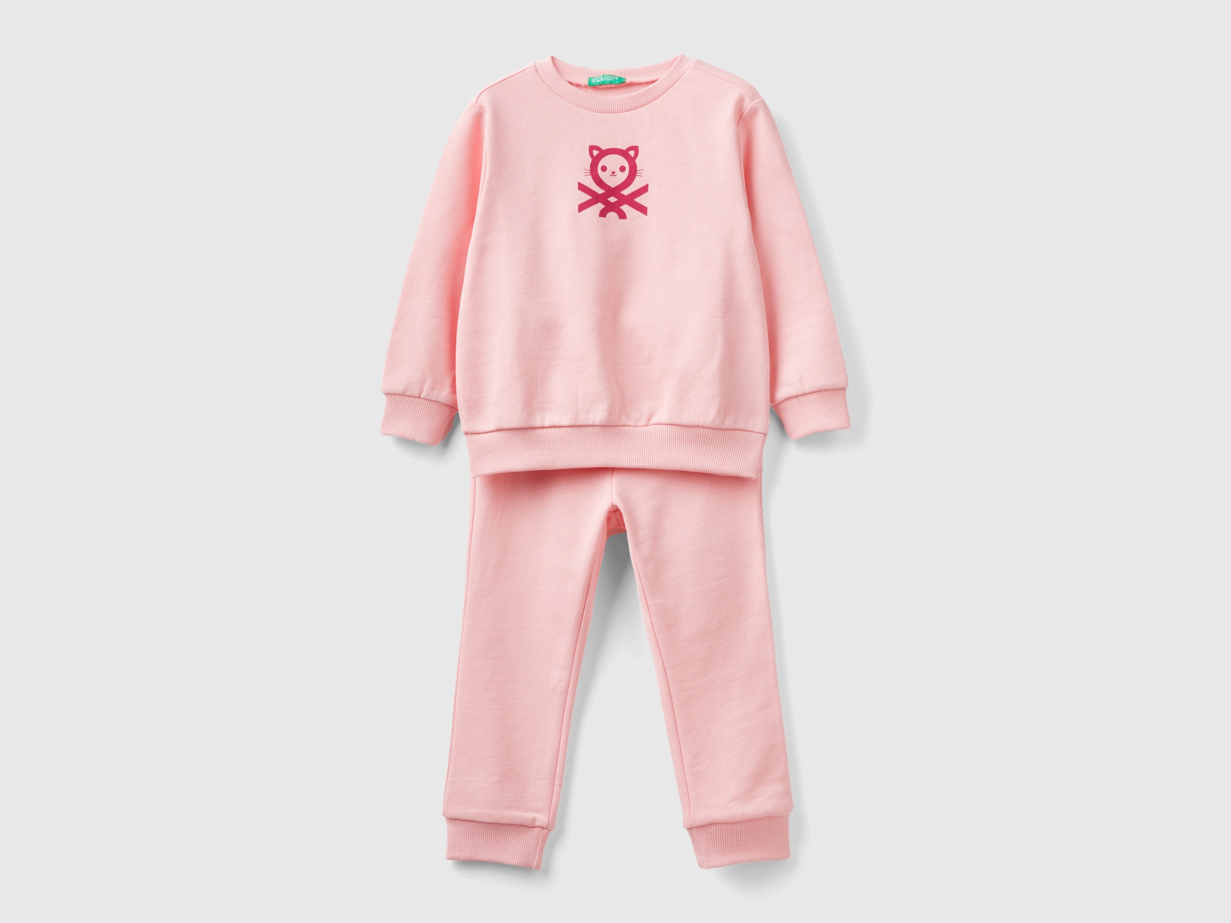 Benetton, Sweat Tracksuit With Logo, size 12-18, Pink, Kids