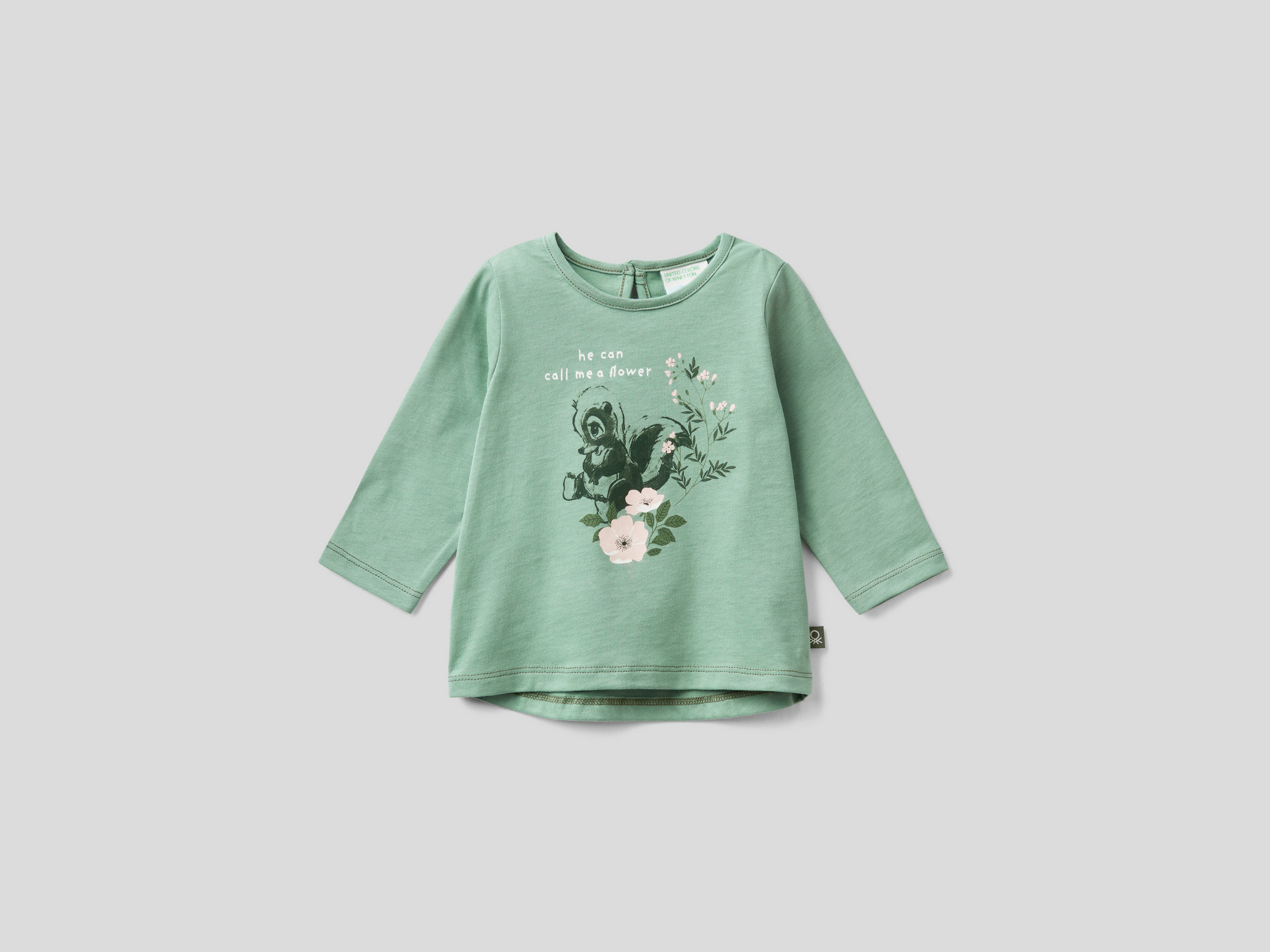 Benetton, T-shirt Chaud À Imprimé Bambi, taille , Vert Clair, Enfants