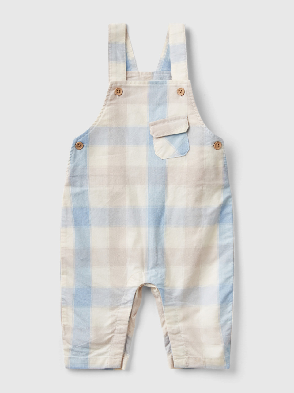Benetton, Check Dungarees In Stretch Cotton, Multi-color, Kids