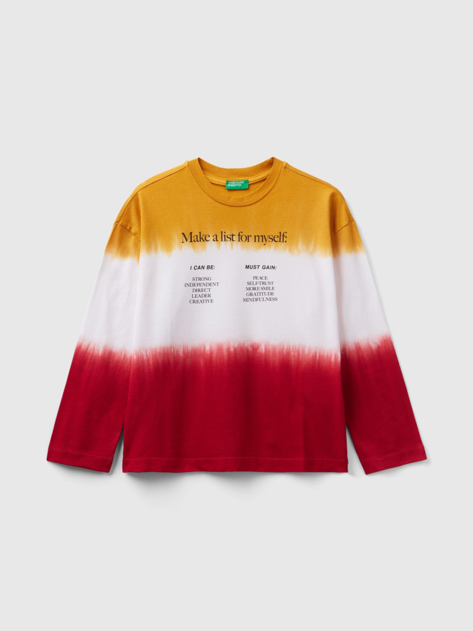 Benetton, Dip-dye T-shirt With Print, Multi-color, Kids