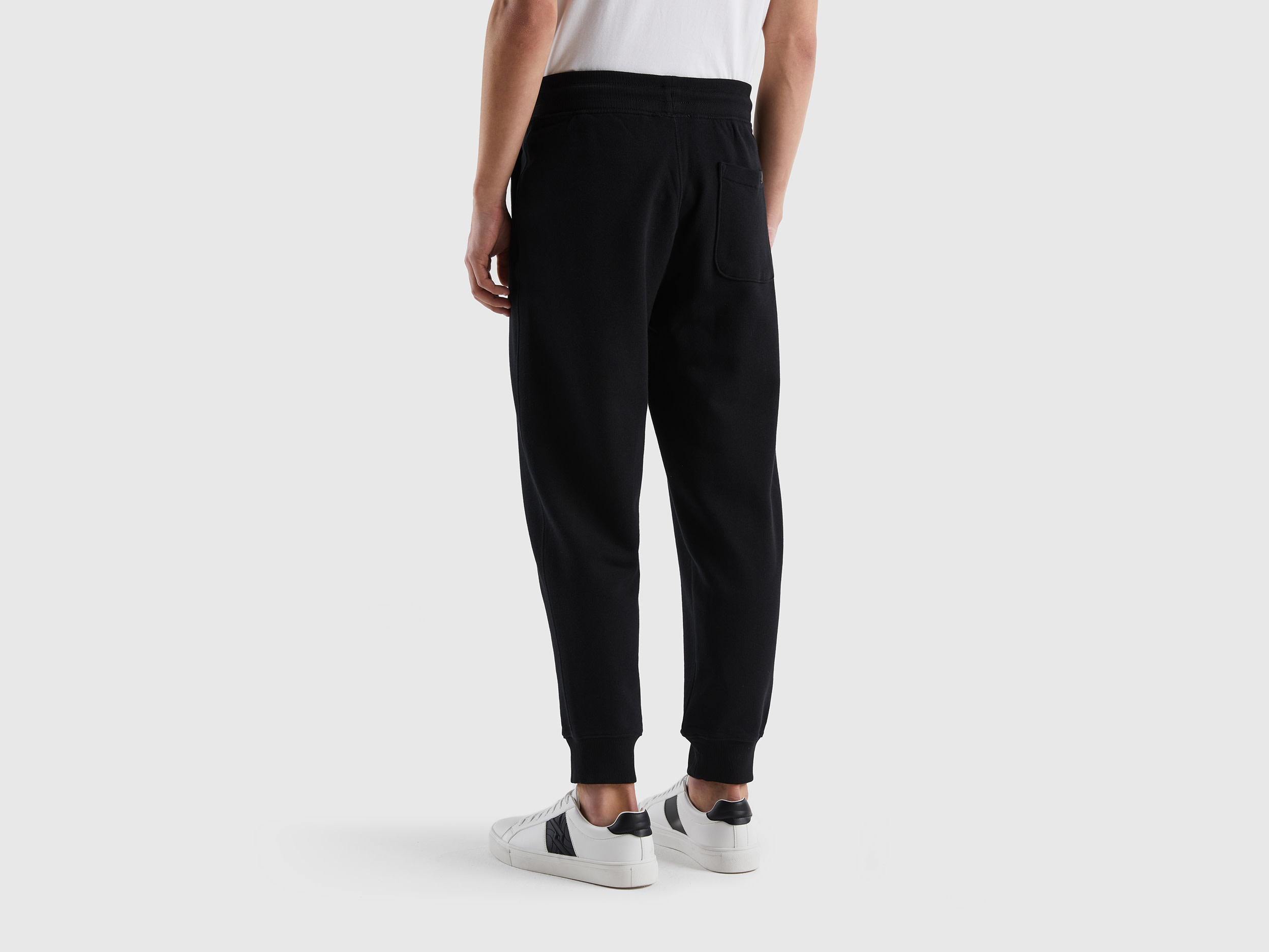 Benetton, Sweat Joggers In 100% Cotton, Taglia Xxl, Black, Men