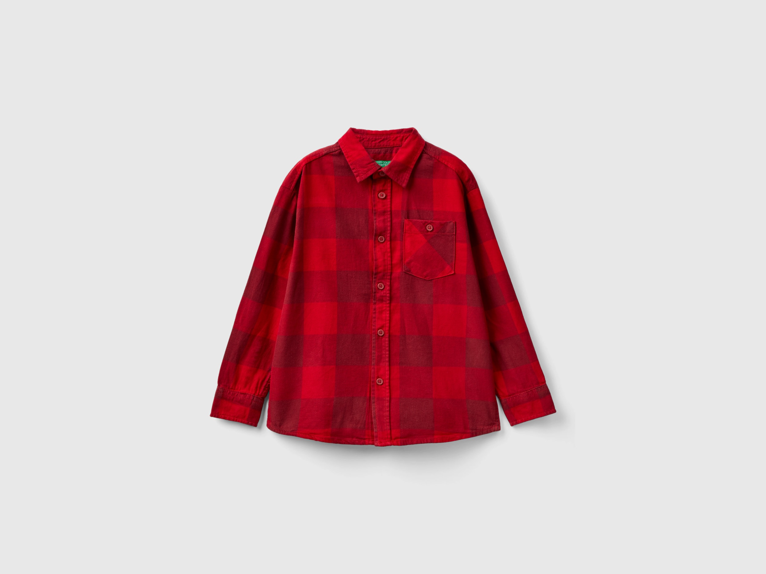Benetton, Plaid Shirt In 100% Cotton, size 2XL, Red, Kids