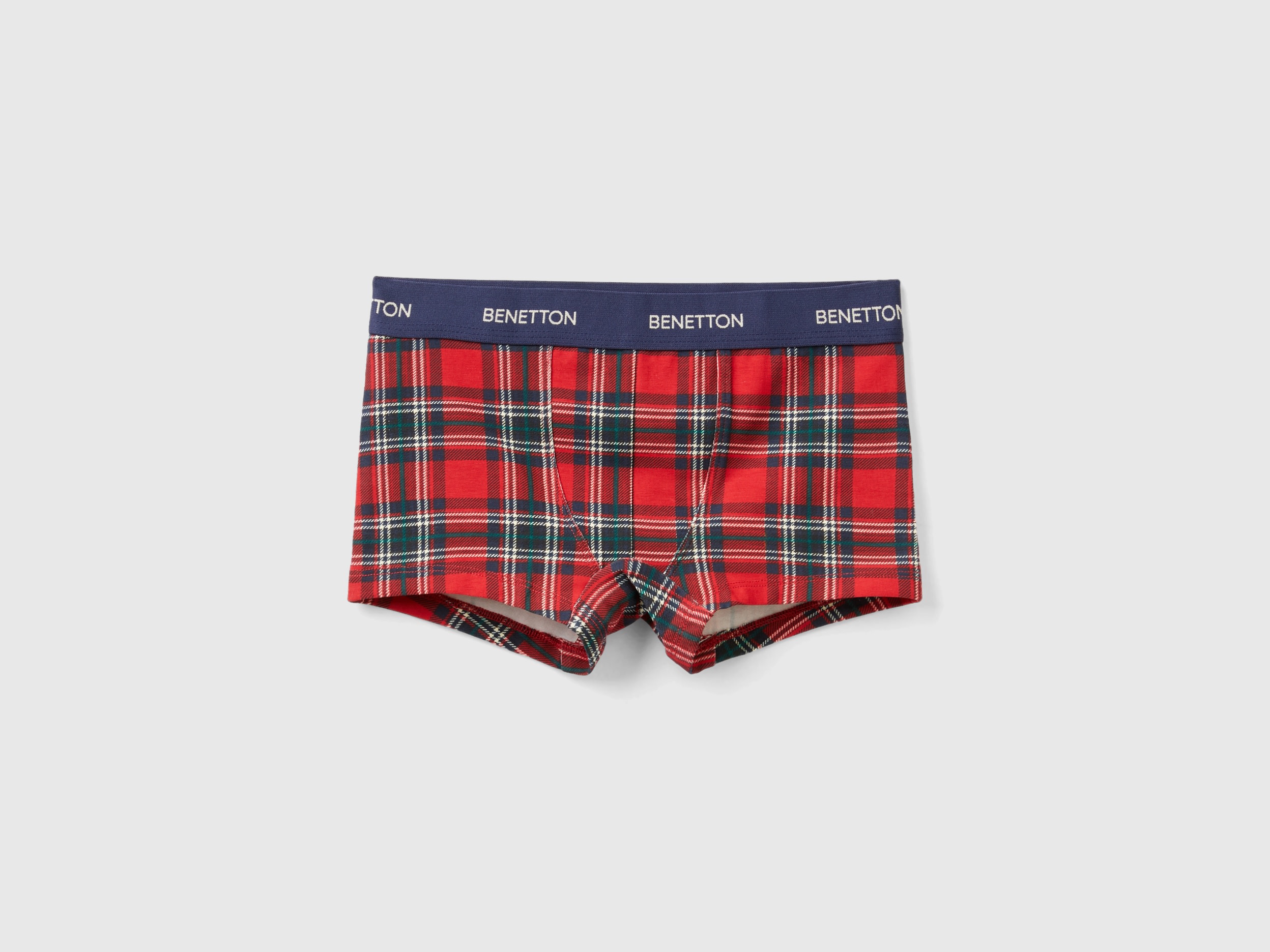 Benetton, Red And Blue Tartan Boxer Shorts, size 2XL, Red, Kids