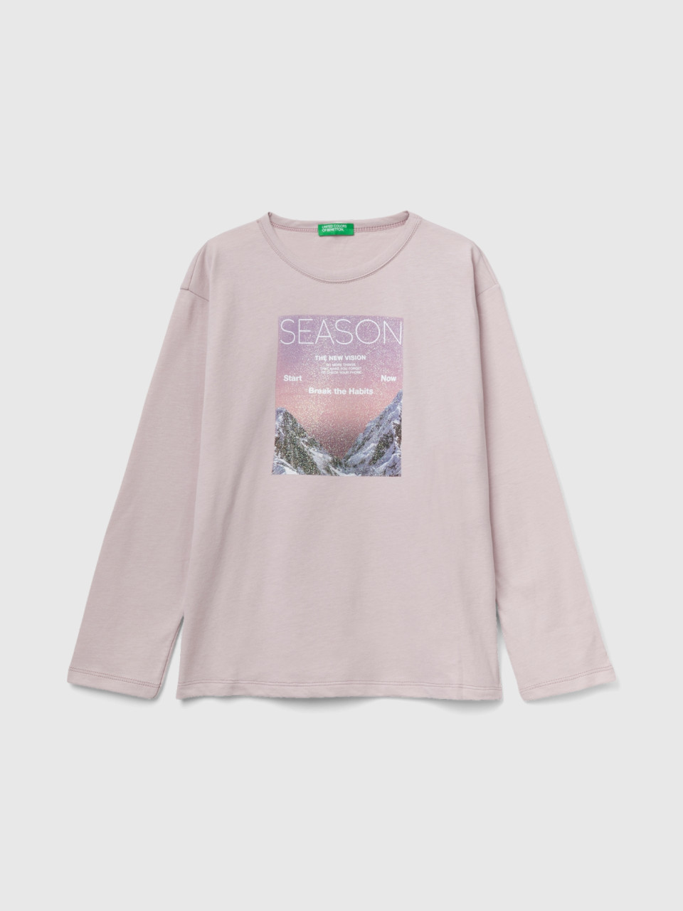 Benetton, T-shirt With Photographic Print, Pink, Kids