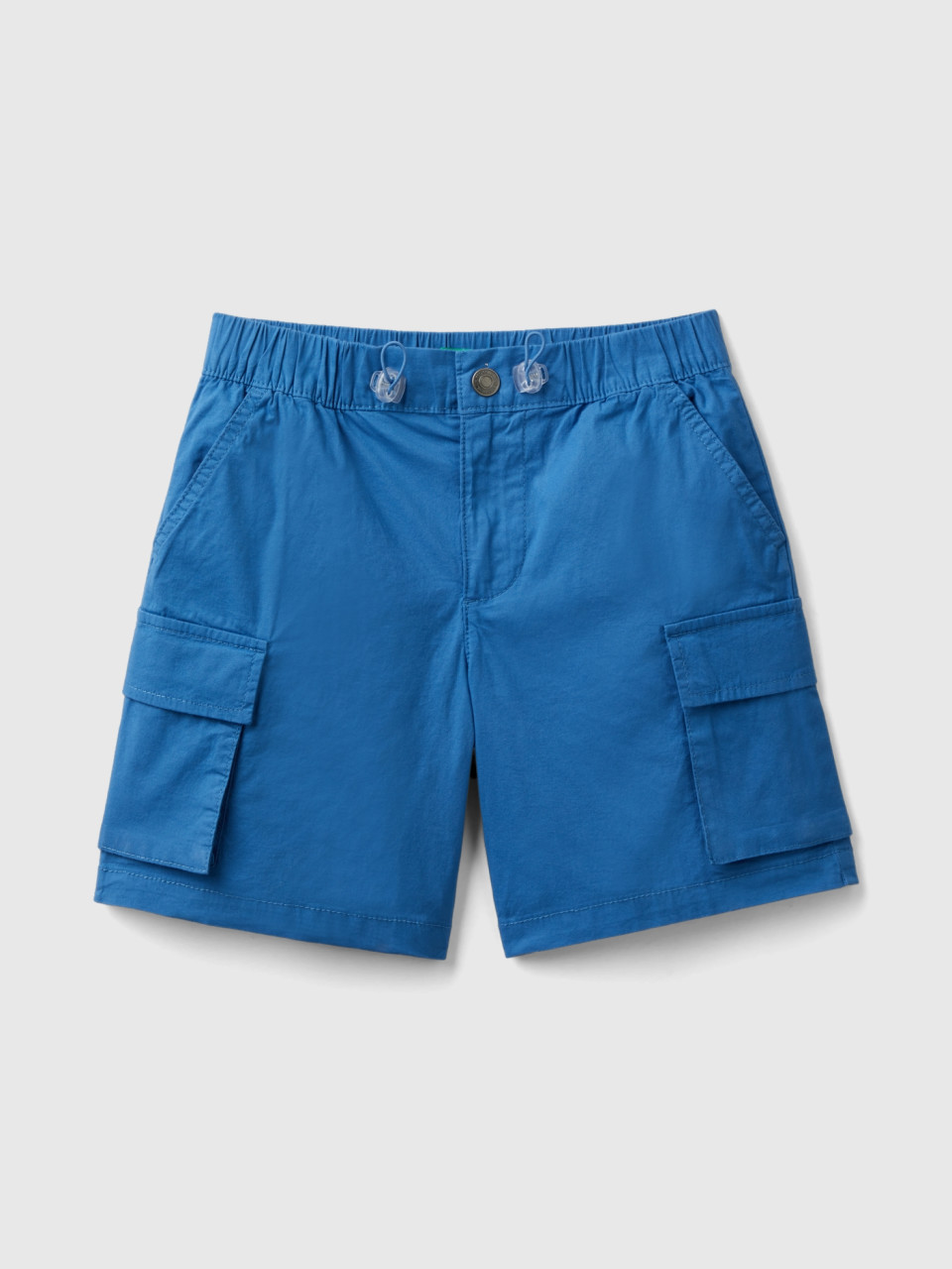 Benetton, Cargo Bermuda Shorts In Stretch Cotton, Blue, Kids