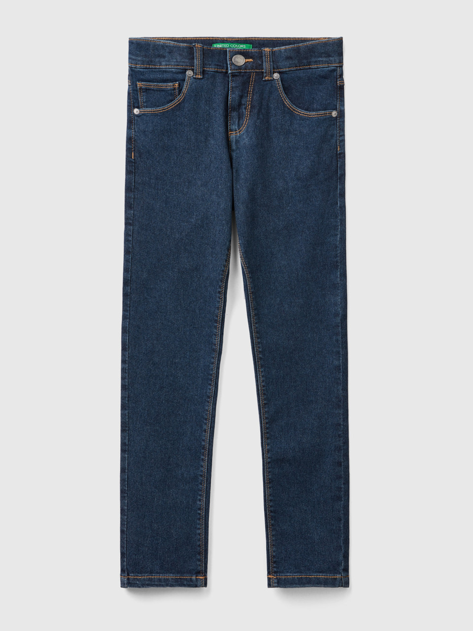 Benetton, Slim Fit-jeans Mit Fünf Taschen, Dunkelblau, female