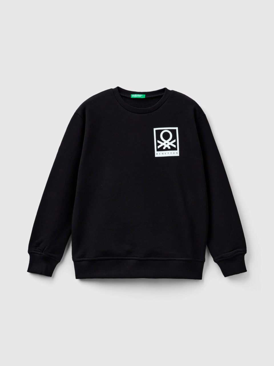 Benetton, Sweater Mit Logo-print, Schwarz, male