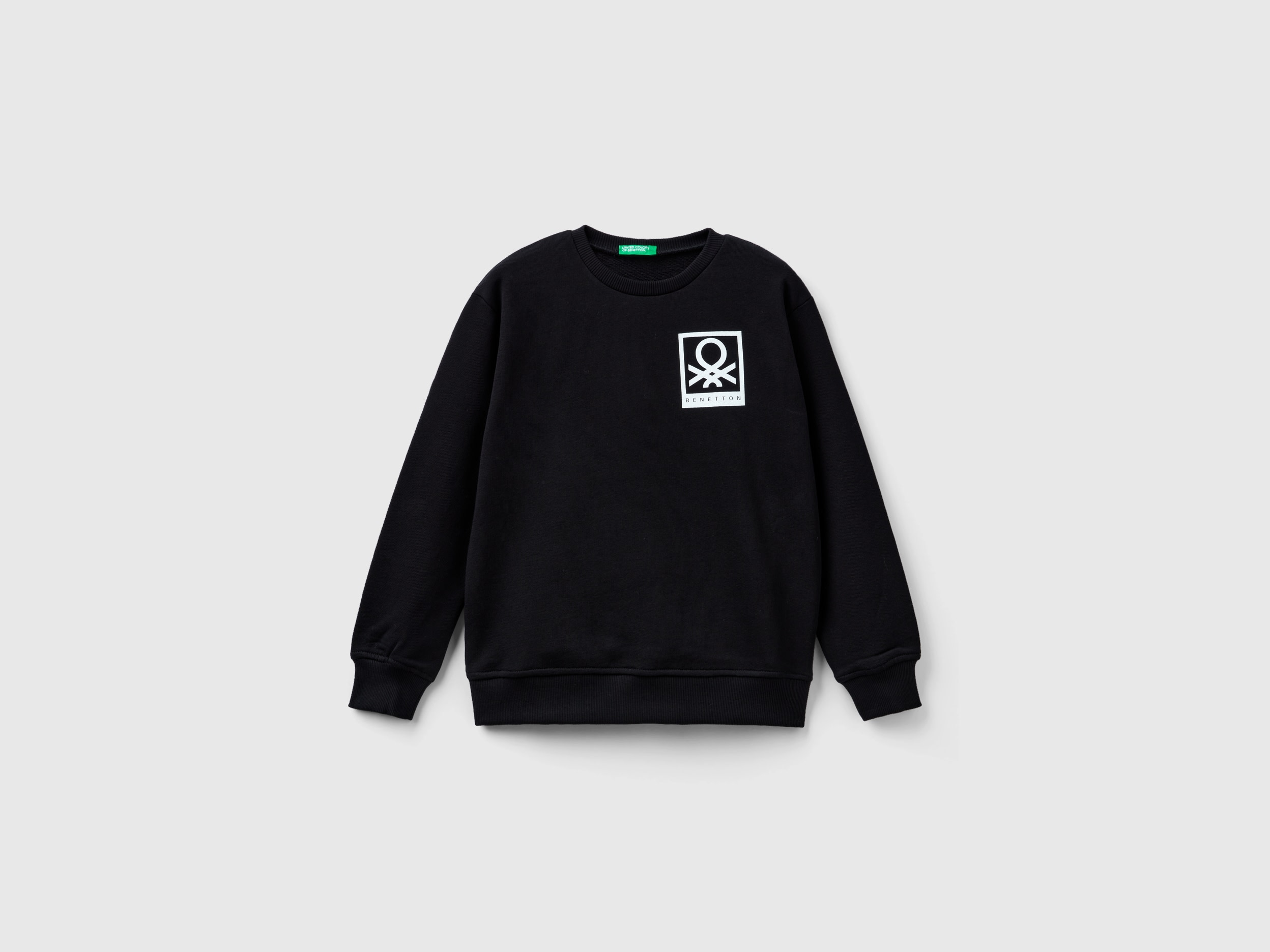 Benetton, Sweatshirt With Logo Print, size 3XL, Black, Kids