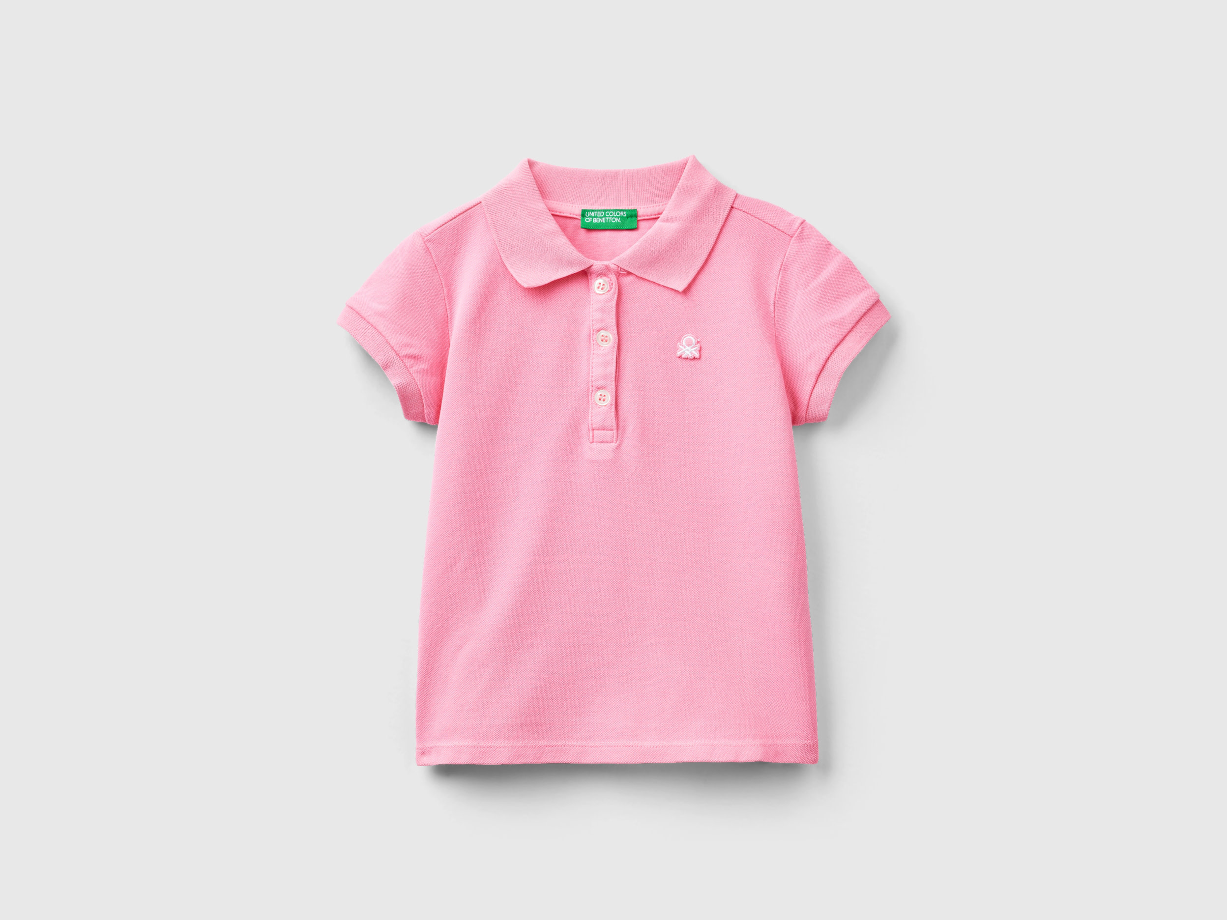 Image of Benetton, Regular Fit Polo In Organic Cotton, size 104, Pink, Kids