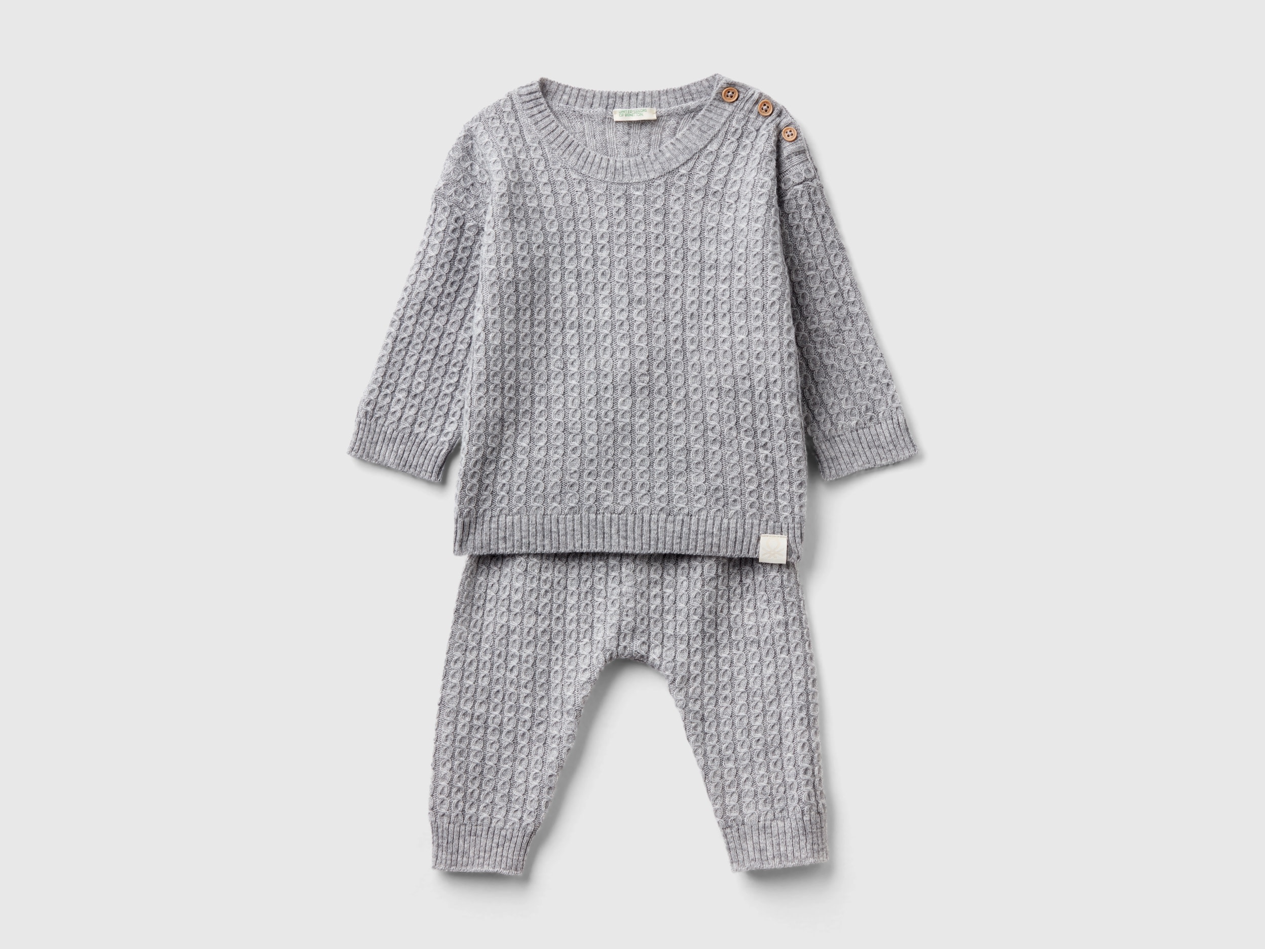 Benetton, Set In Cashmere And Wool Blend, size 1-3, Light Gray, Kids