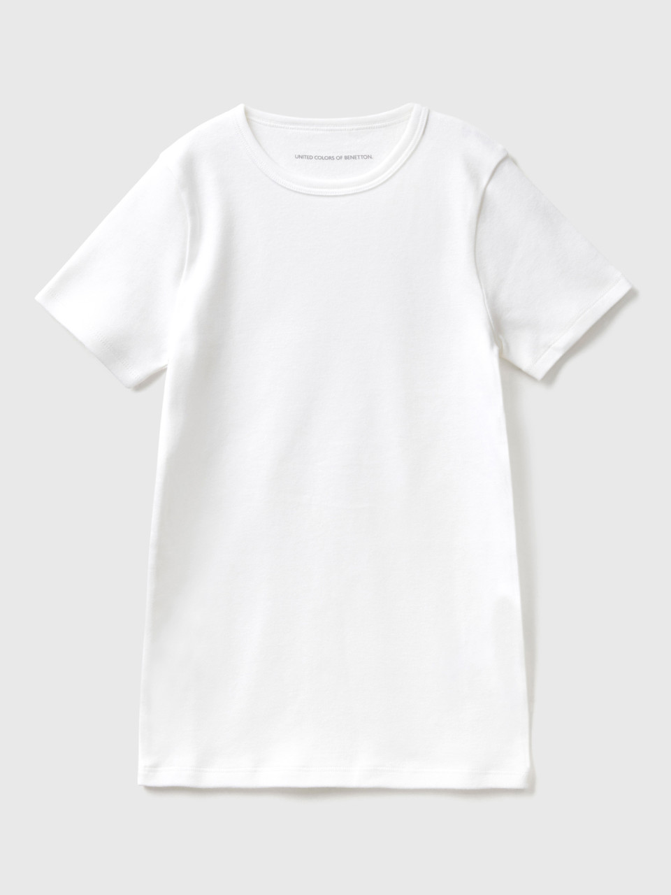 Benetton, T-shirt Manches Courtes En Coton Chaud, Blanc, Enfants