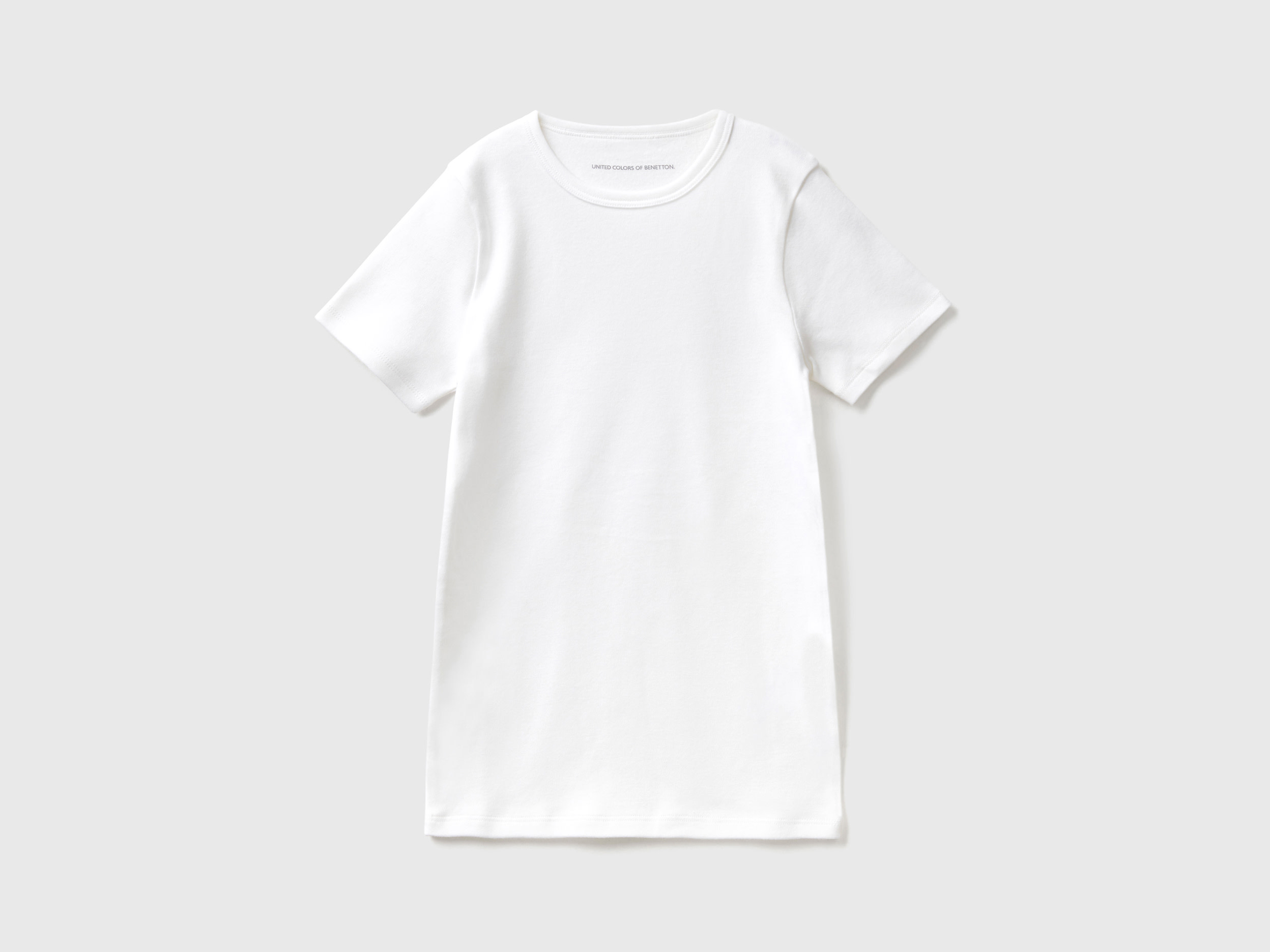 Benetton, Short Sleeve T-shirt In Warm Cotton, size 2XL, White, Kids