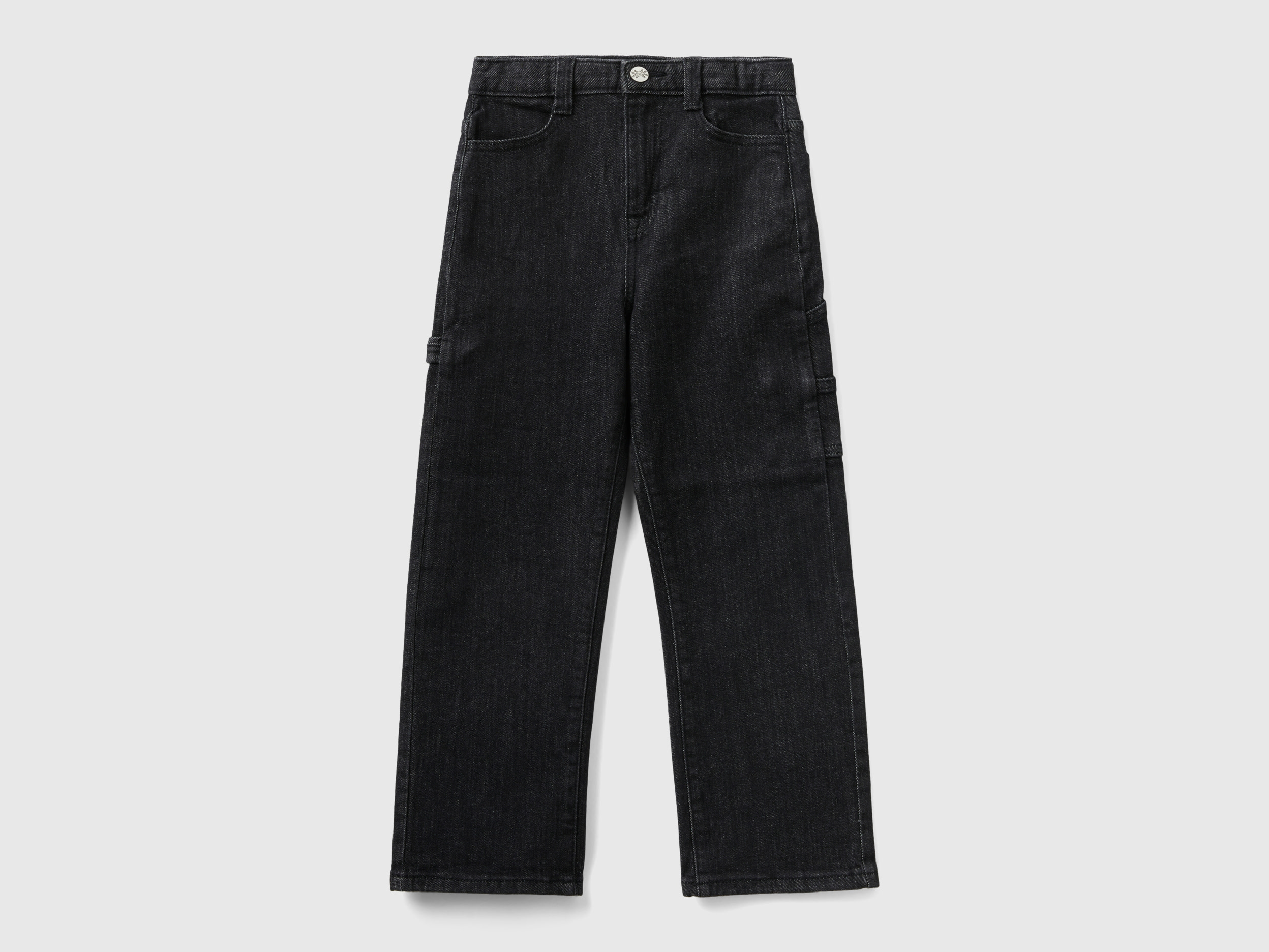 benetton, jeans style workwear, taille xl, noir, enfants