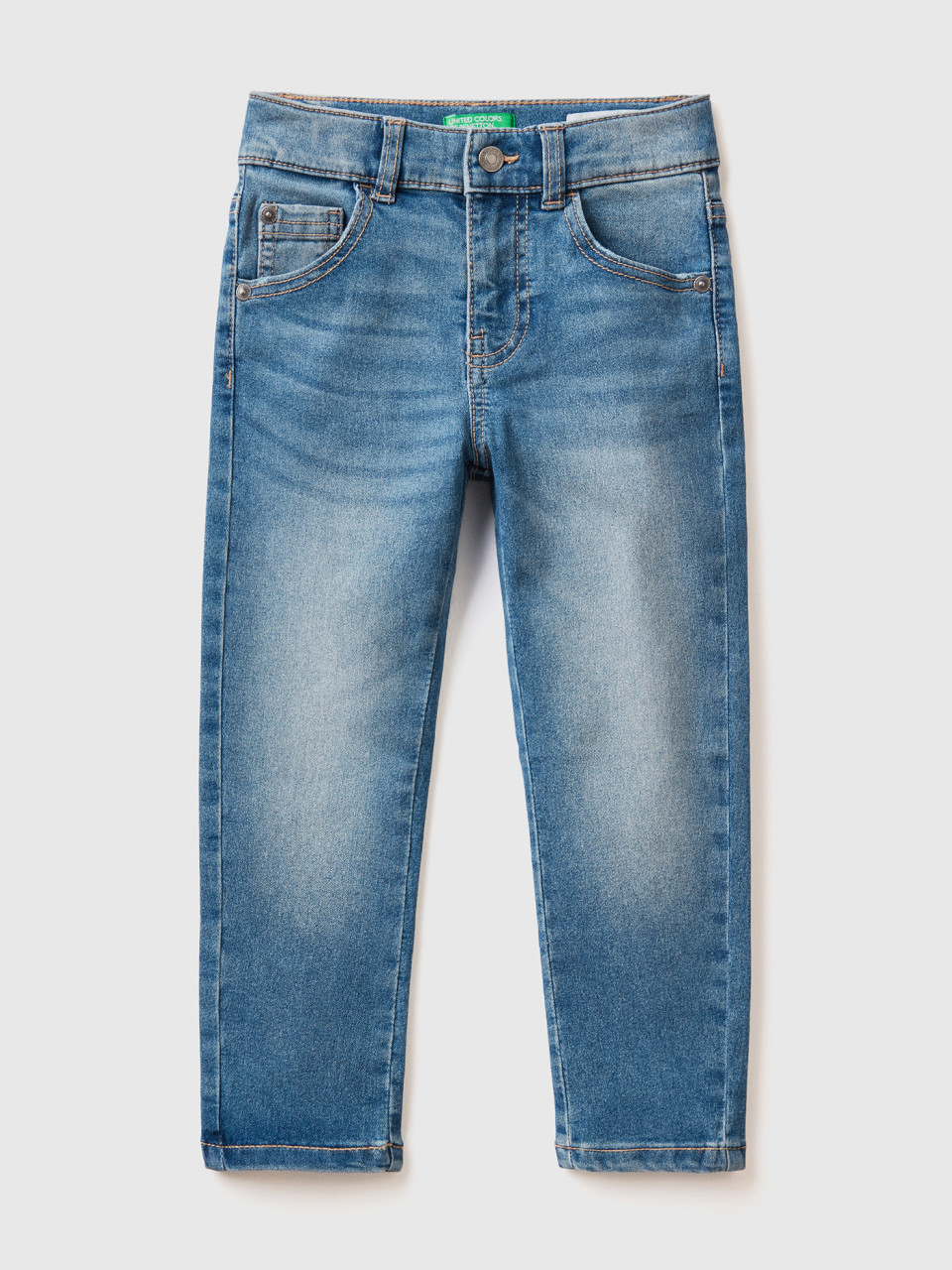 Benetton, Skinny-fit-jeans Mit Vintage-effekt, Blassblau, male