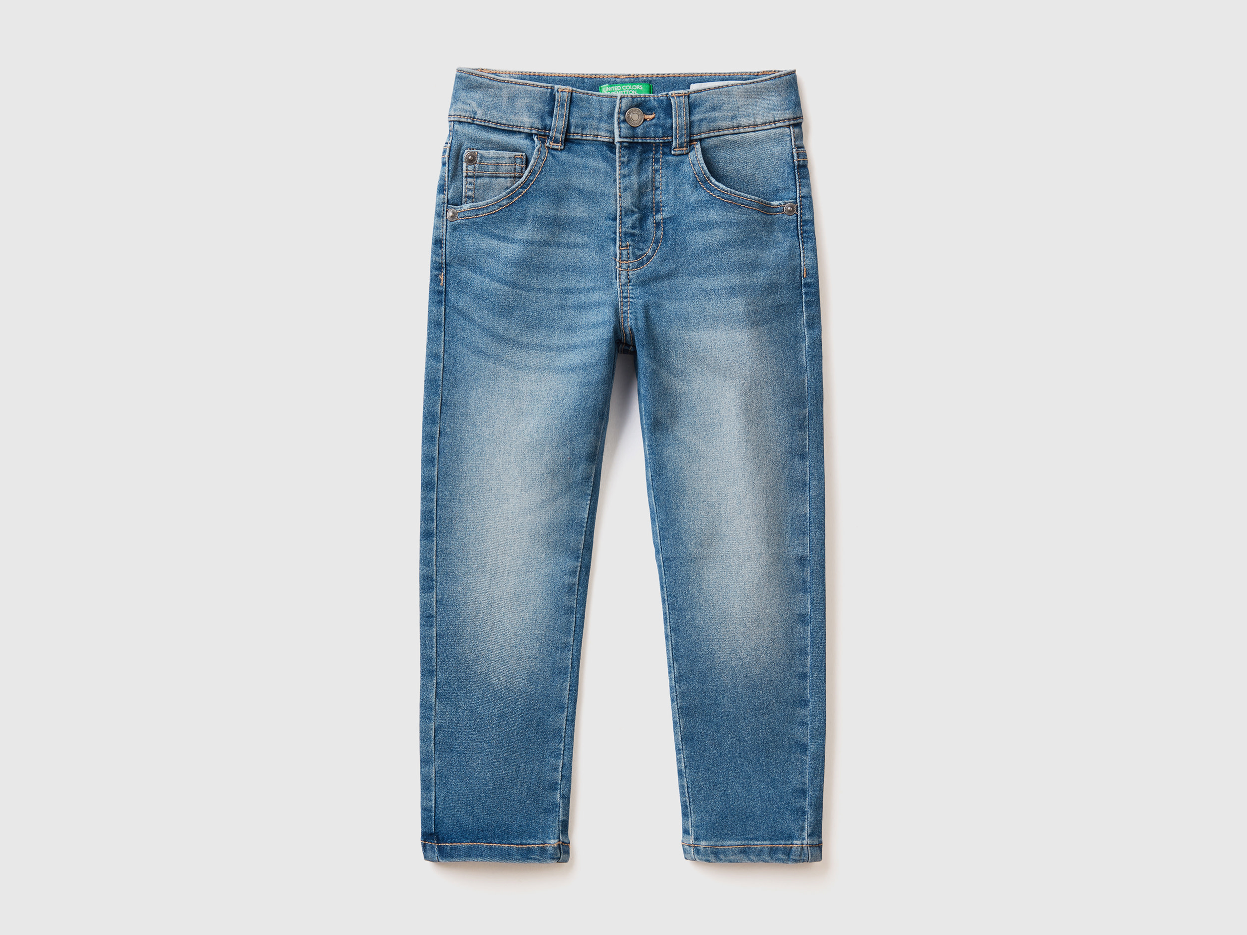 Benetton, Vintage Look Skinny Fit Jeans, size 5-6, Sky Blue, Kids