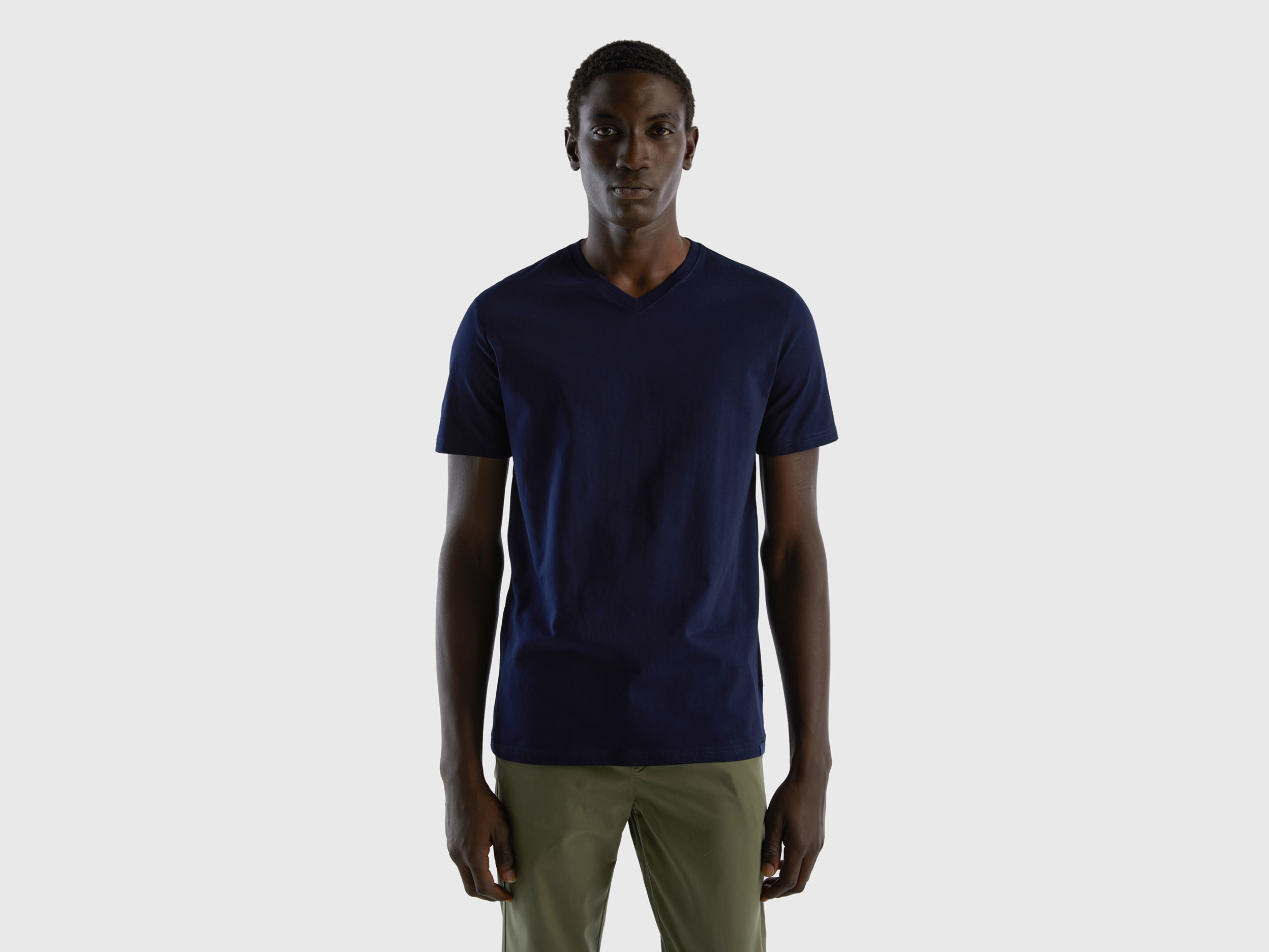 Benetton, T-shirt In Long Fiber Cotton, size XXL, Dark Blue, Men