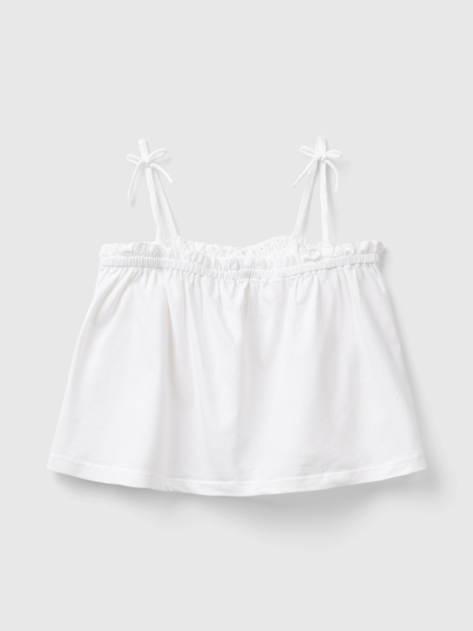 Benetton, Top With Broderie Anglaise Details, White, Kids