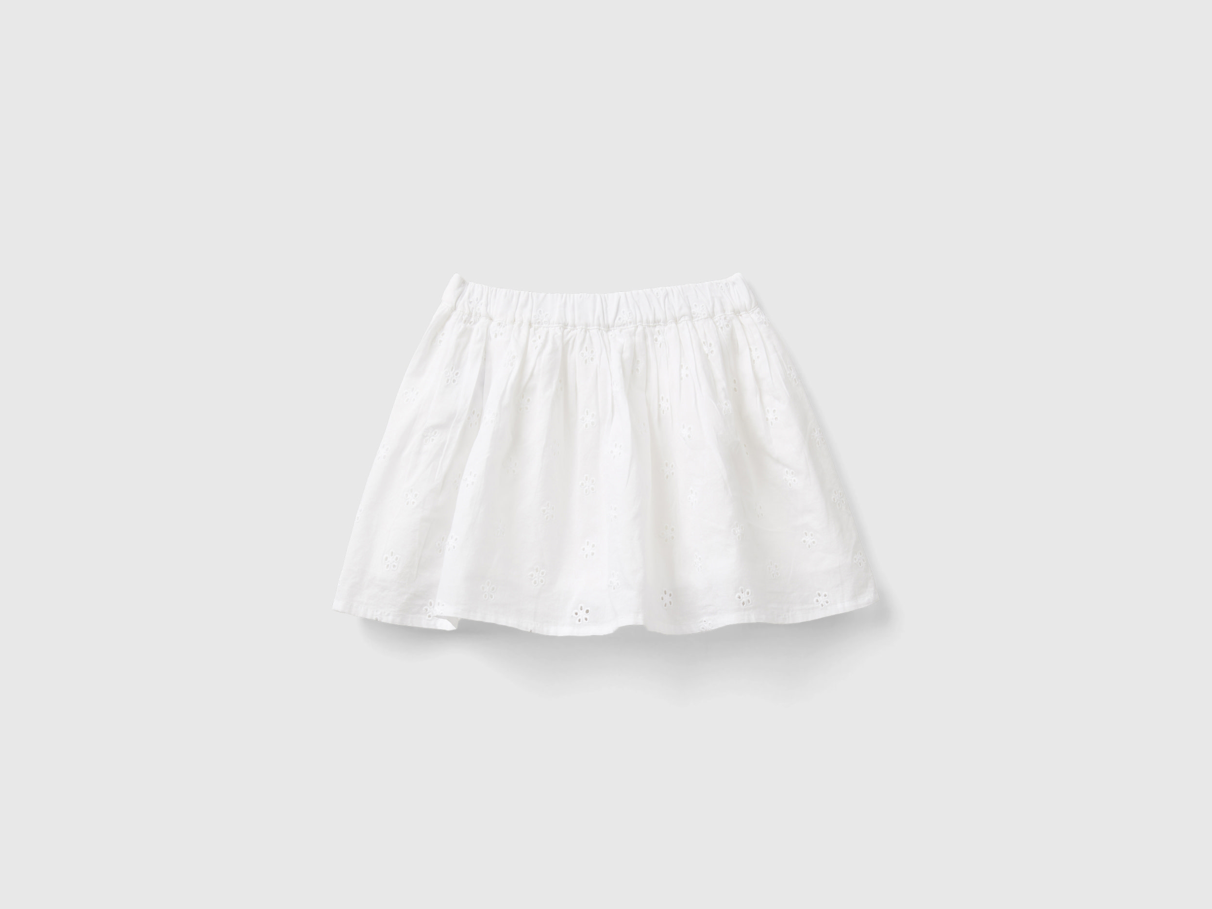 Benetton, Gonna Con Ricami Sangallo, Bianco, Bambini
